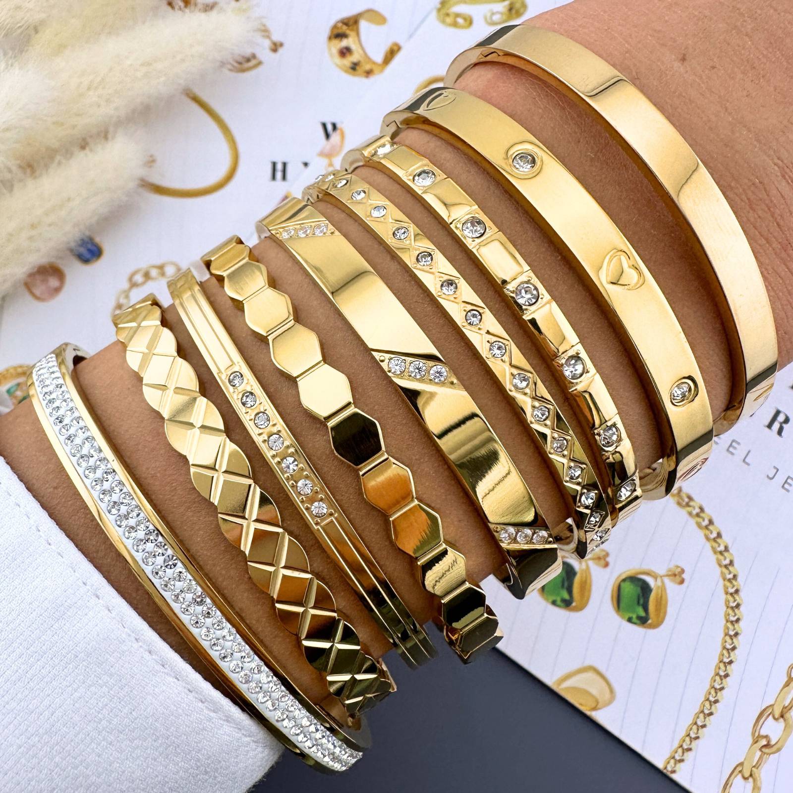 Bracelet, 18K Gold Plated Steel