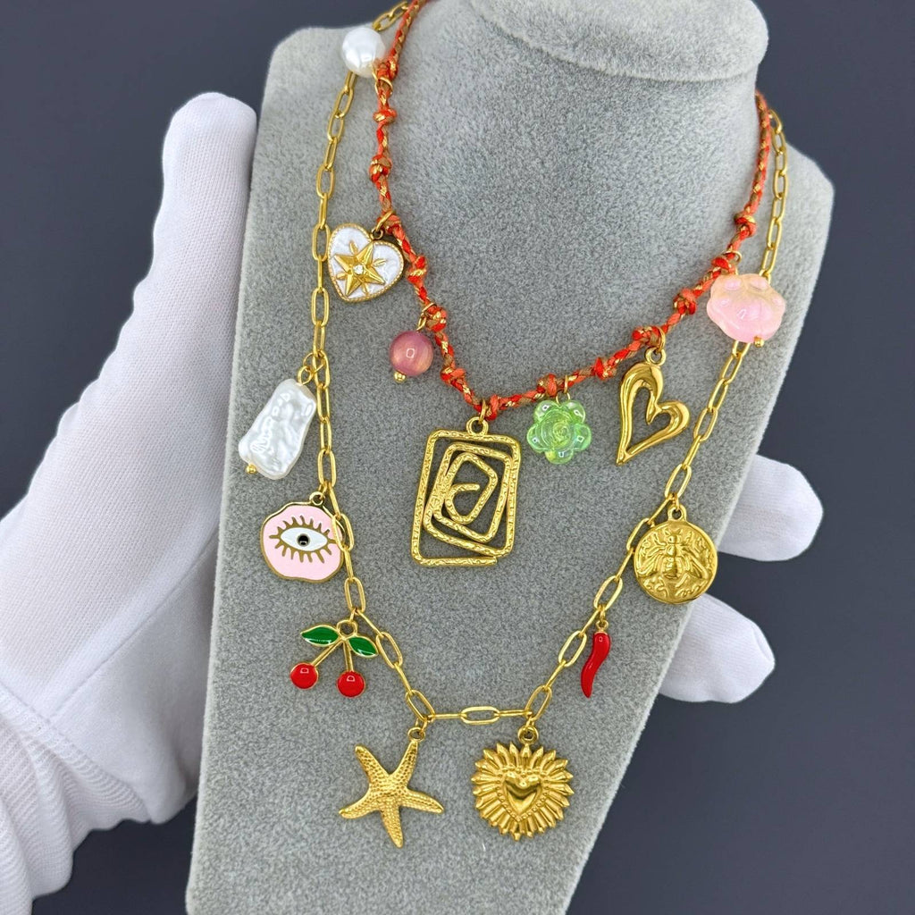 Starfish Necklace, 18K Gold Plated Steel