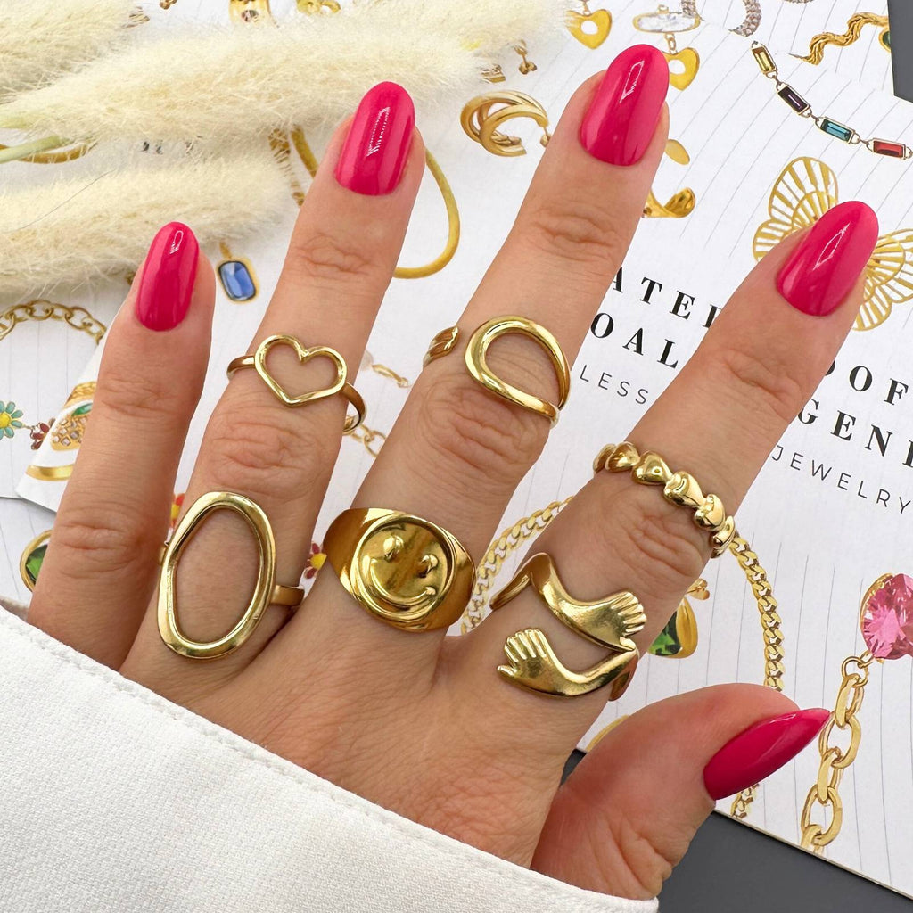 Ring, 18K Gold Plated Steel