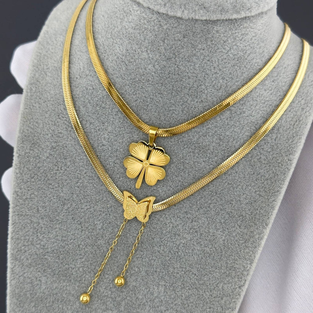 Necklace, 18K Gold Plated Steel