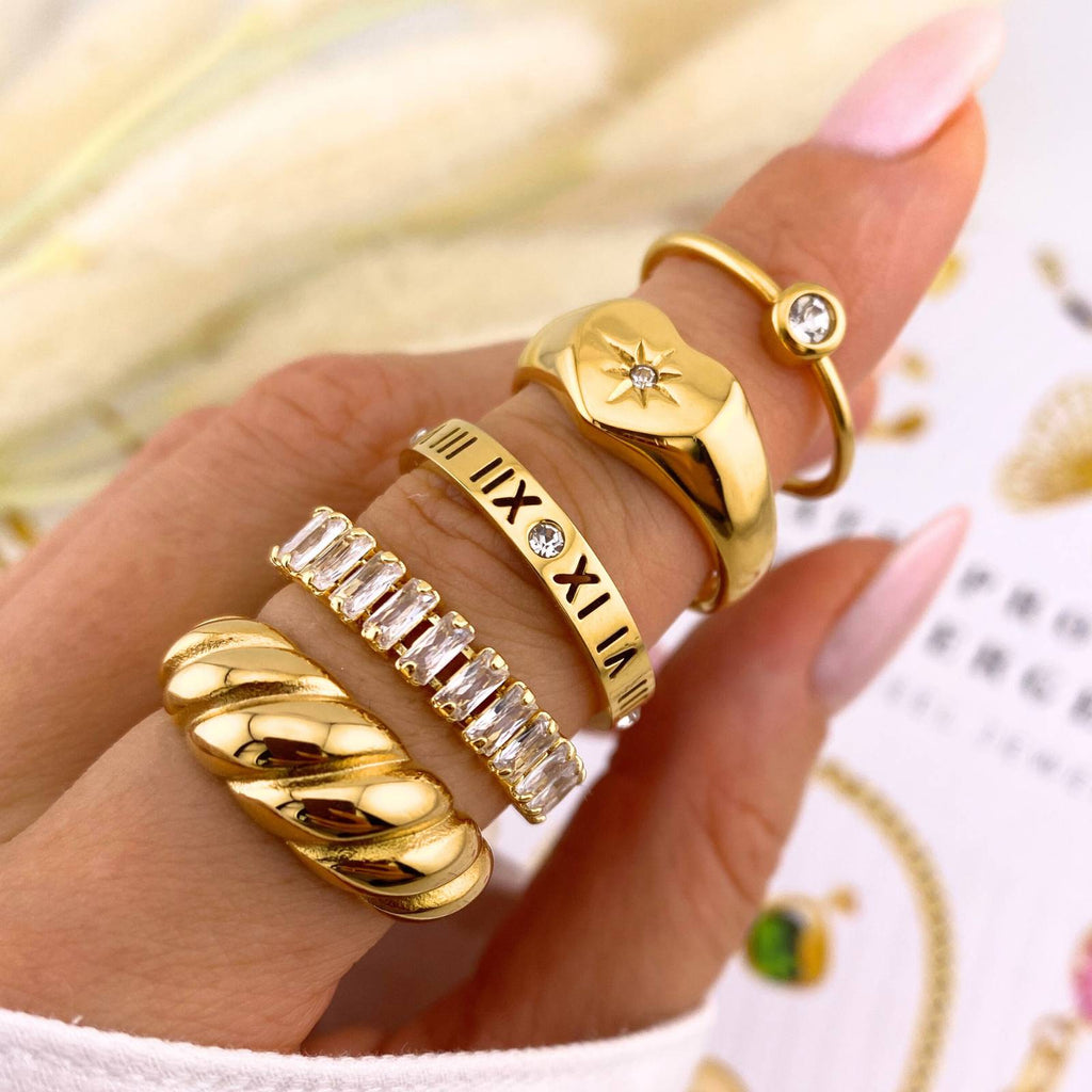 Heart Ring, 18K Gold Plated Steel