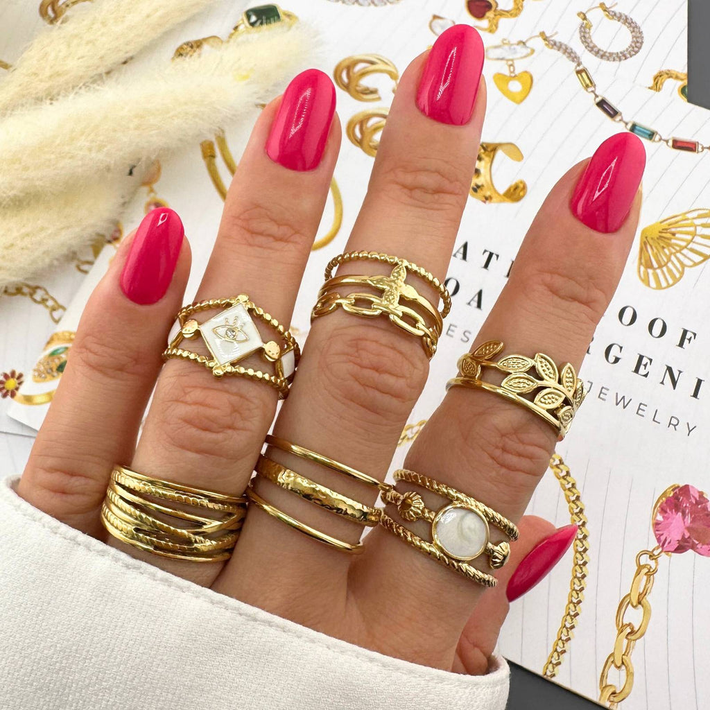 Ring, 18K Gold Plated Steel