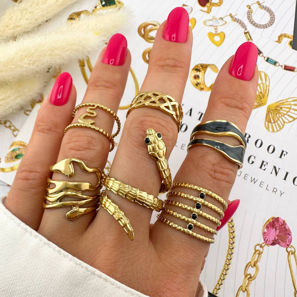 Snake Ring, 18K Gold Plated Steel