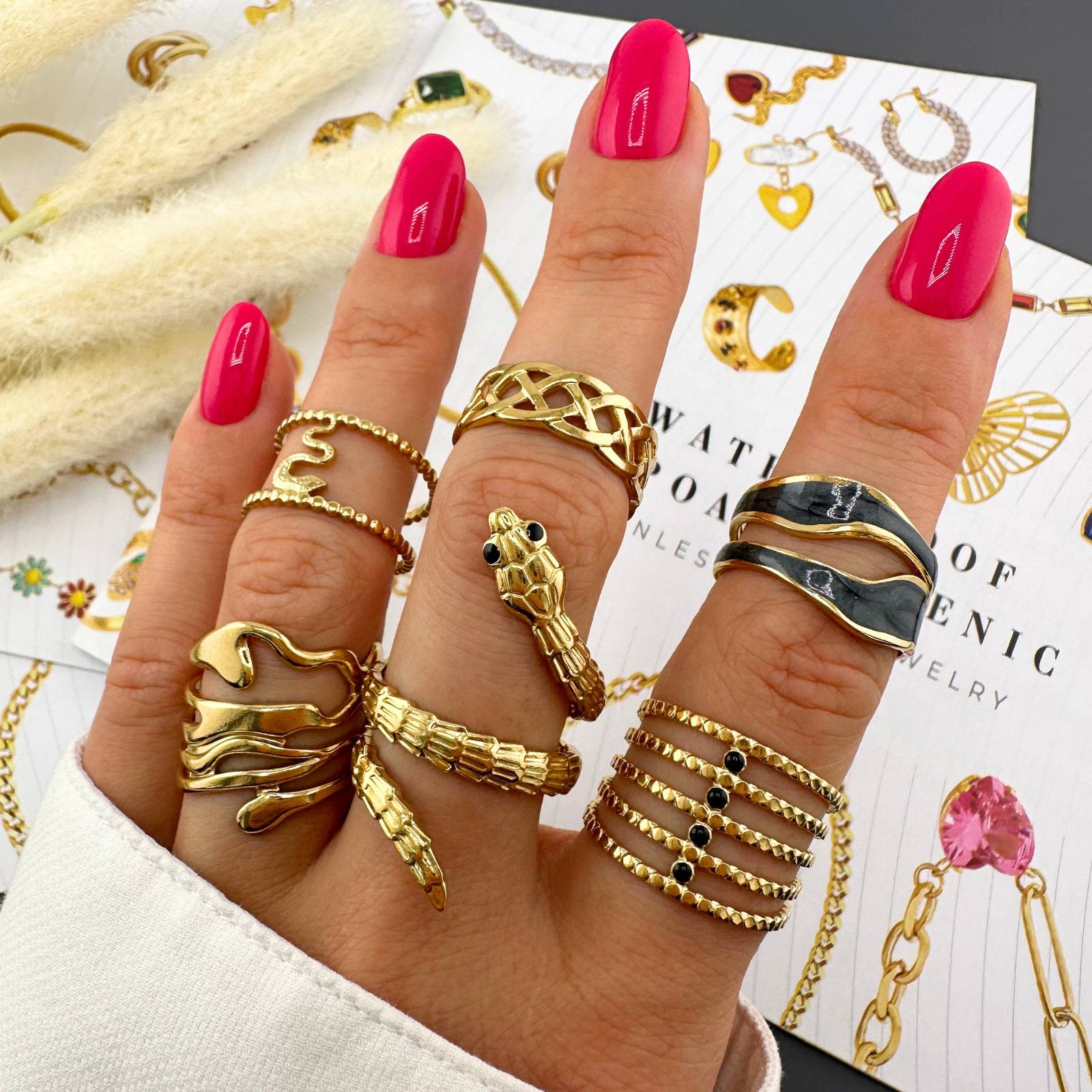 Ring, 18K Gold Plated Steel