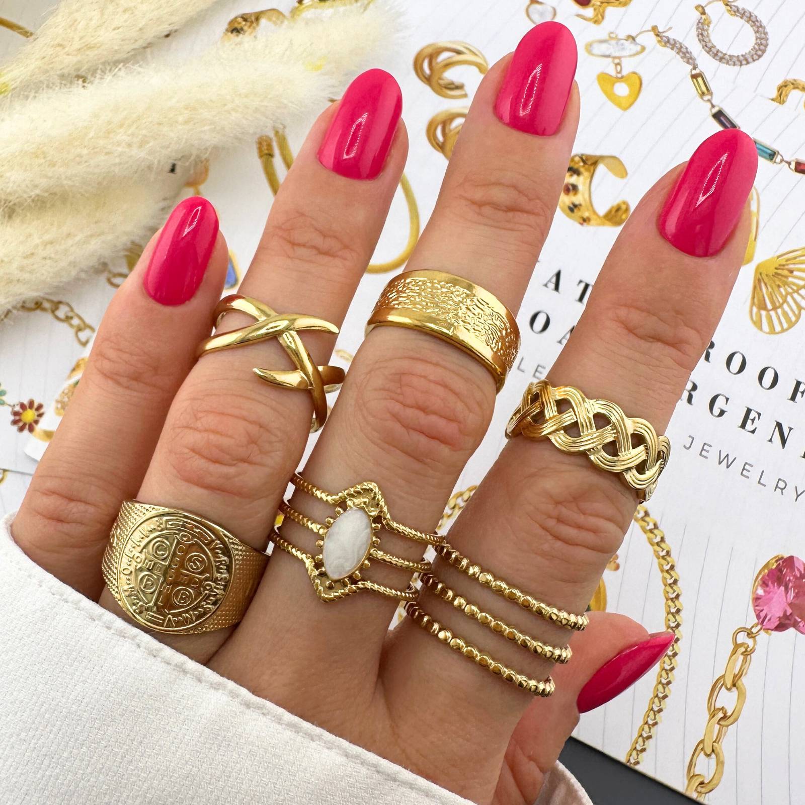 Ring, 18K Gold Plated Steel
