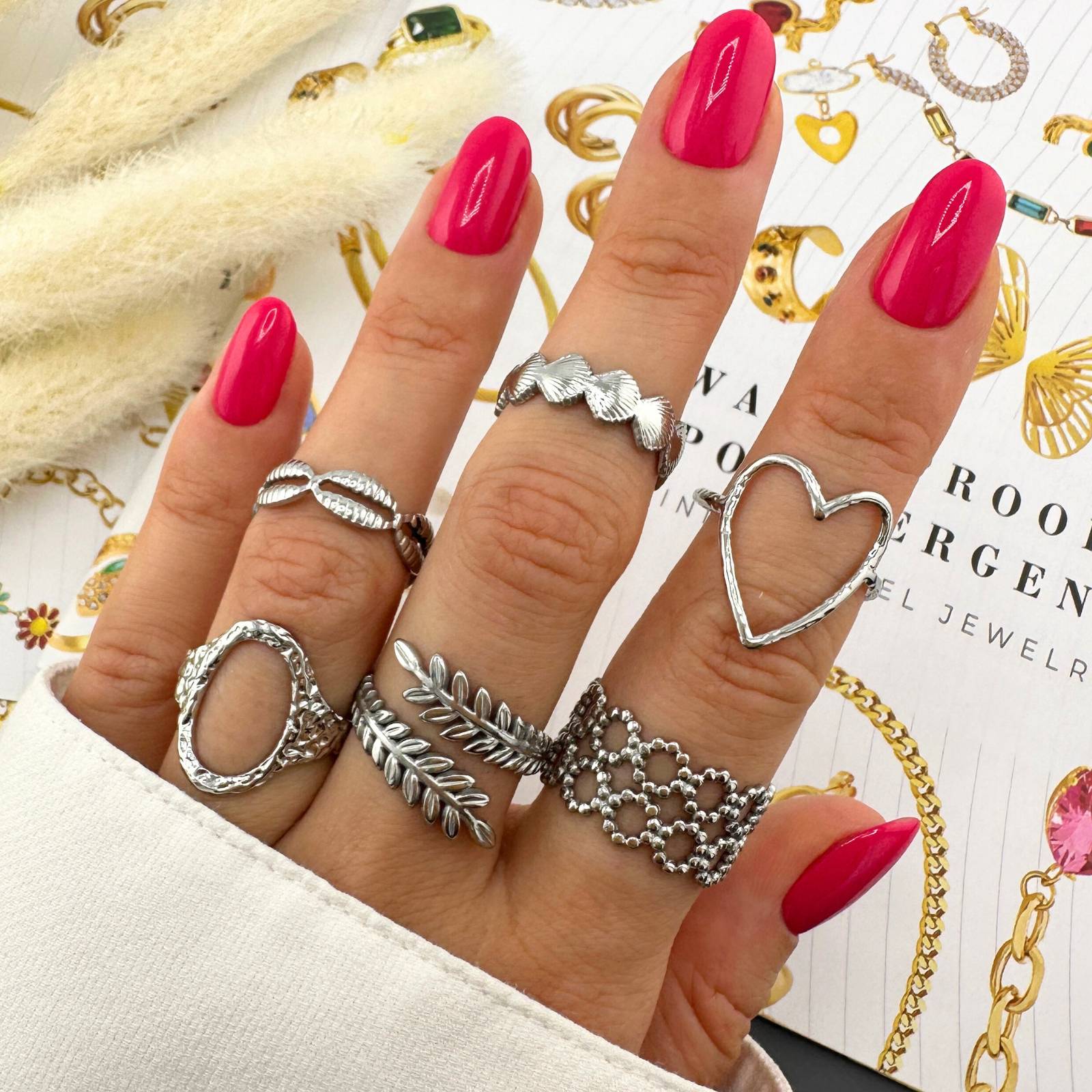 Leaves Ring, Stainless Steel