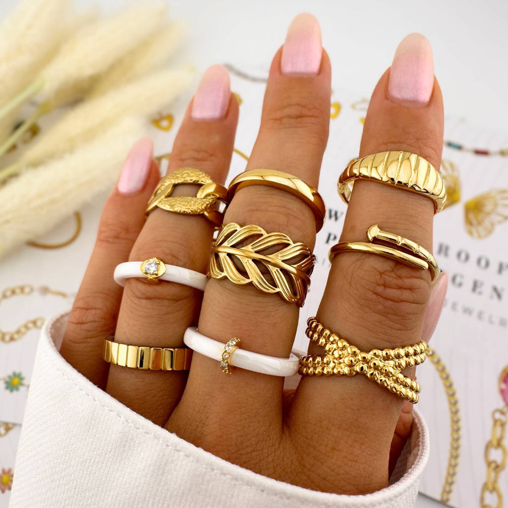 Ring, 18K Gold Plated Steel