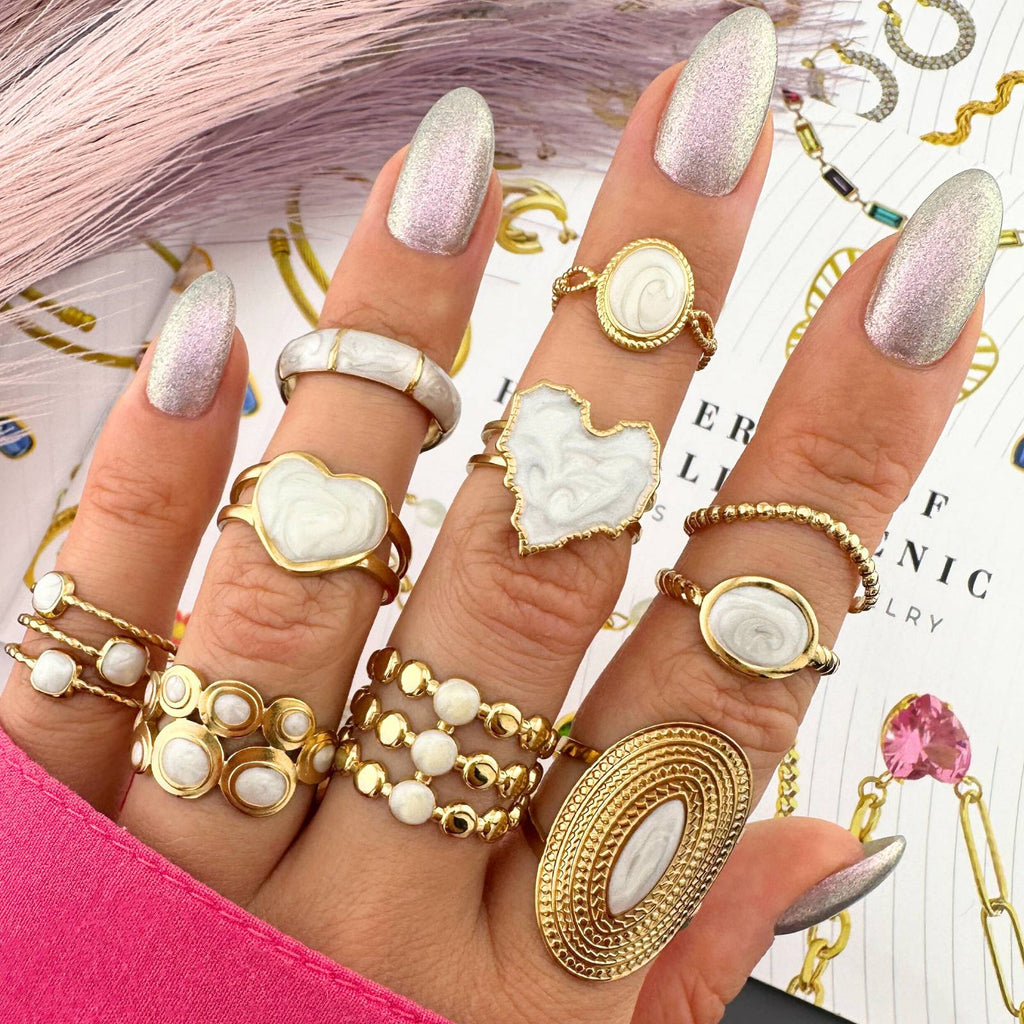 Ring, 18K Gold Plated Steel