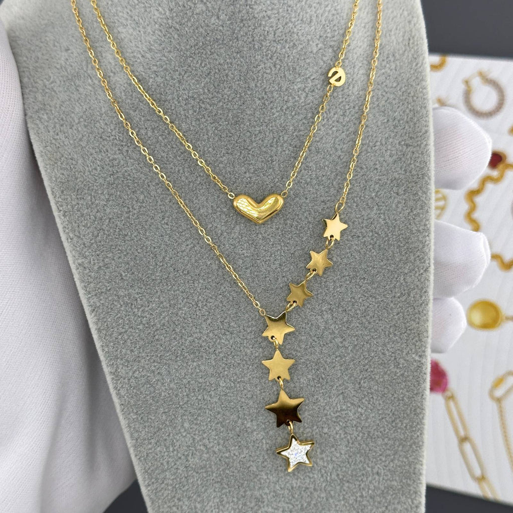 Heart Necklace, 18K Gold Plated Steel