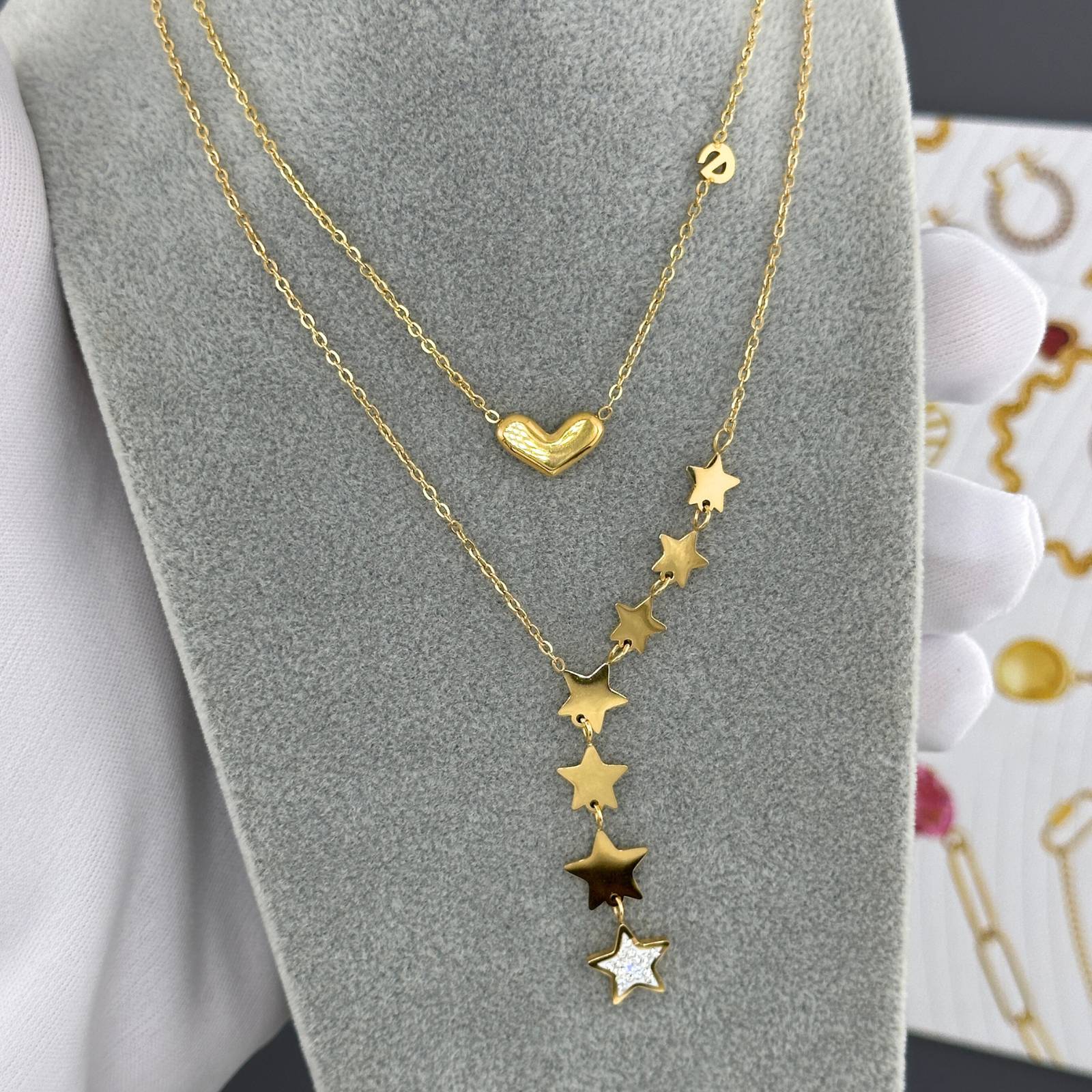Heart Necklace, 18K Gold Plated Steel