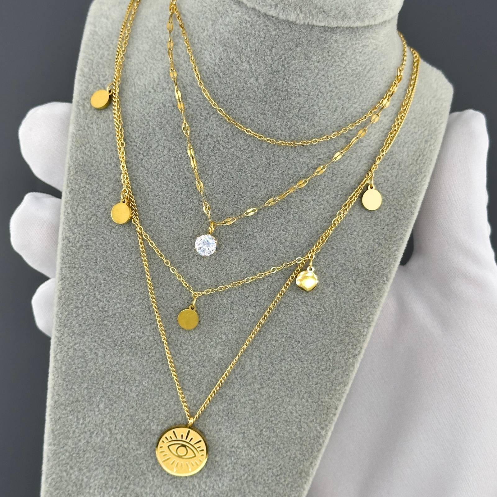 Necklace, 18K Gold Plated Steel