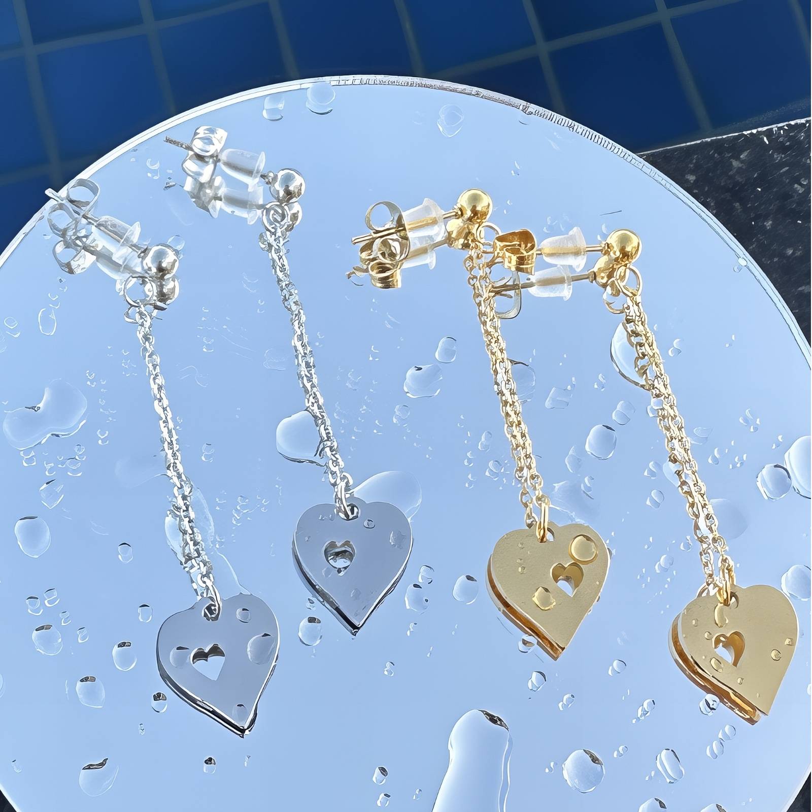 Hearts Earrings, Stainless Steel