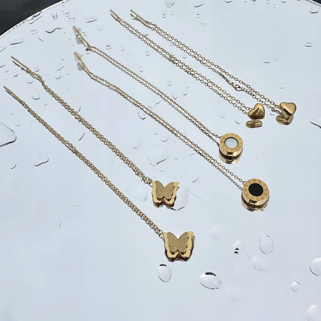 Earrings, 18K Gold Plated Steel