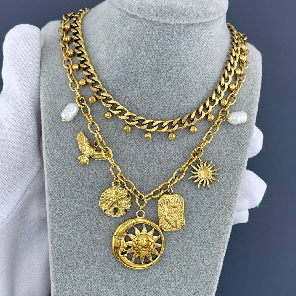 Necklace, 18K Gold Plated Steel