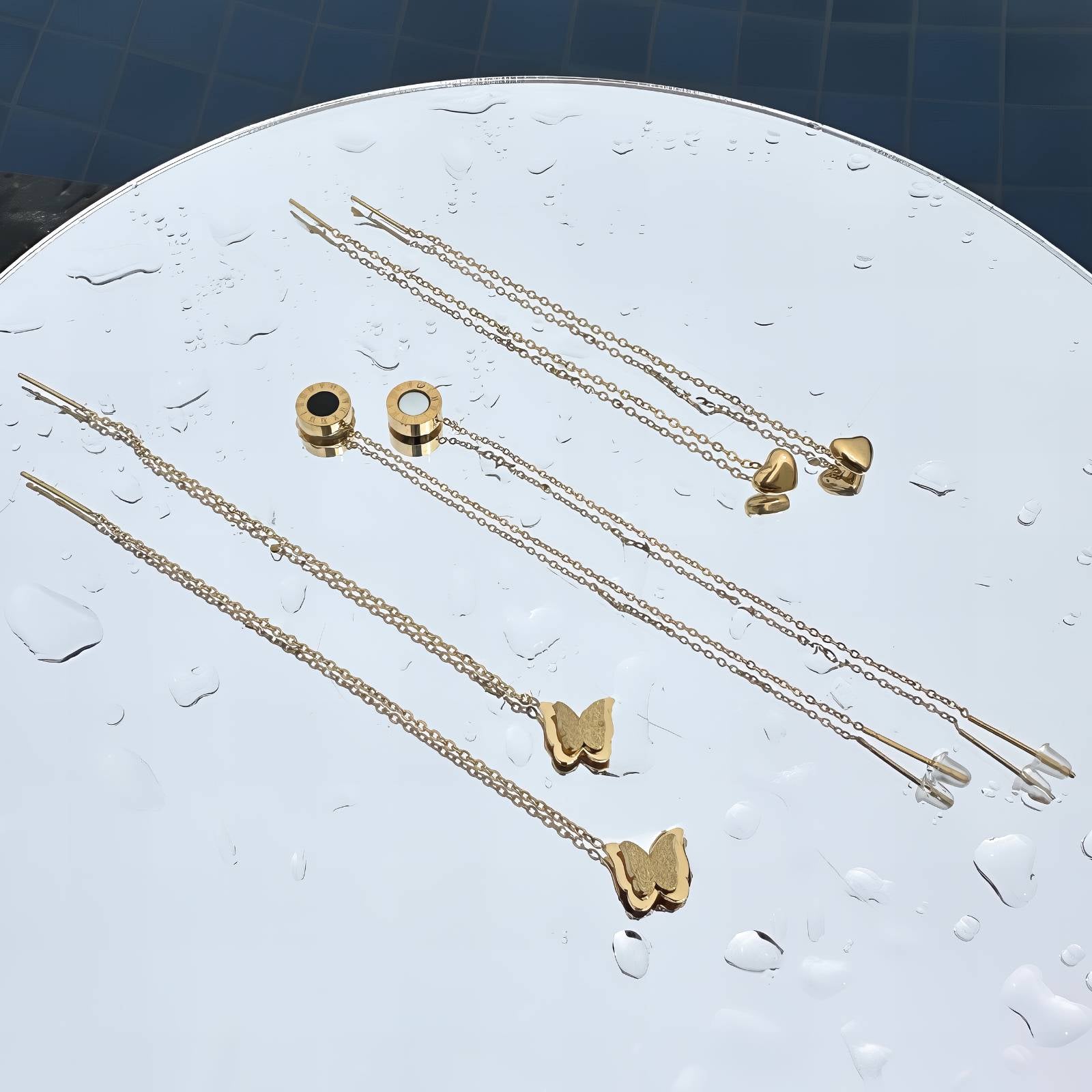Earrings, 18K Gold Plated Steel