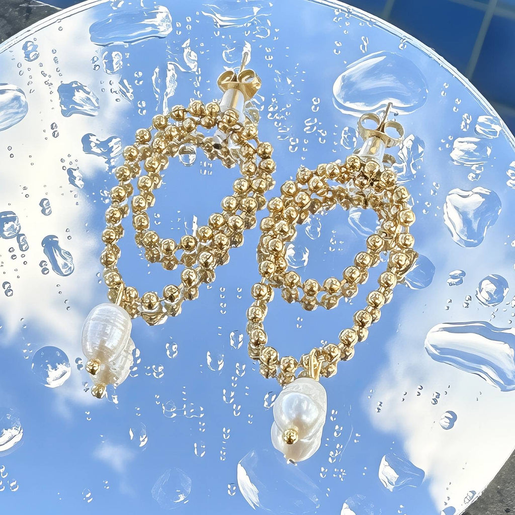Earrings, 18K Gold Plated Steel