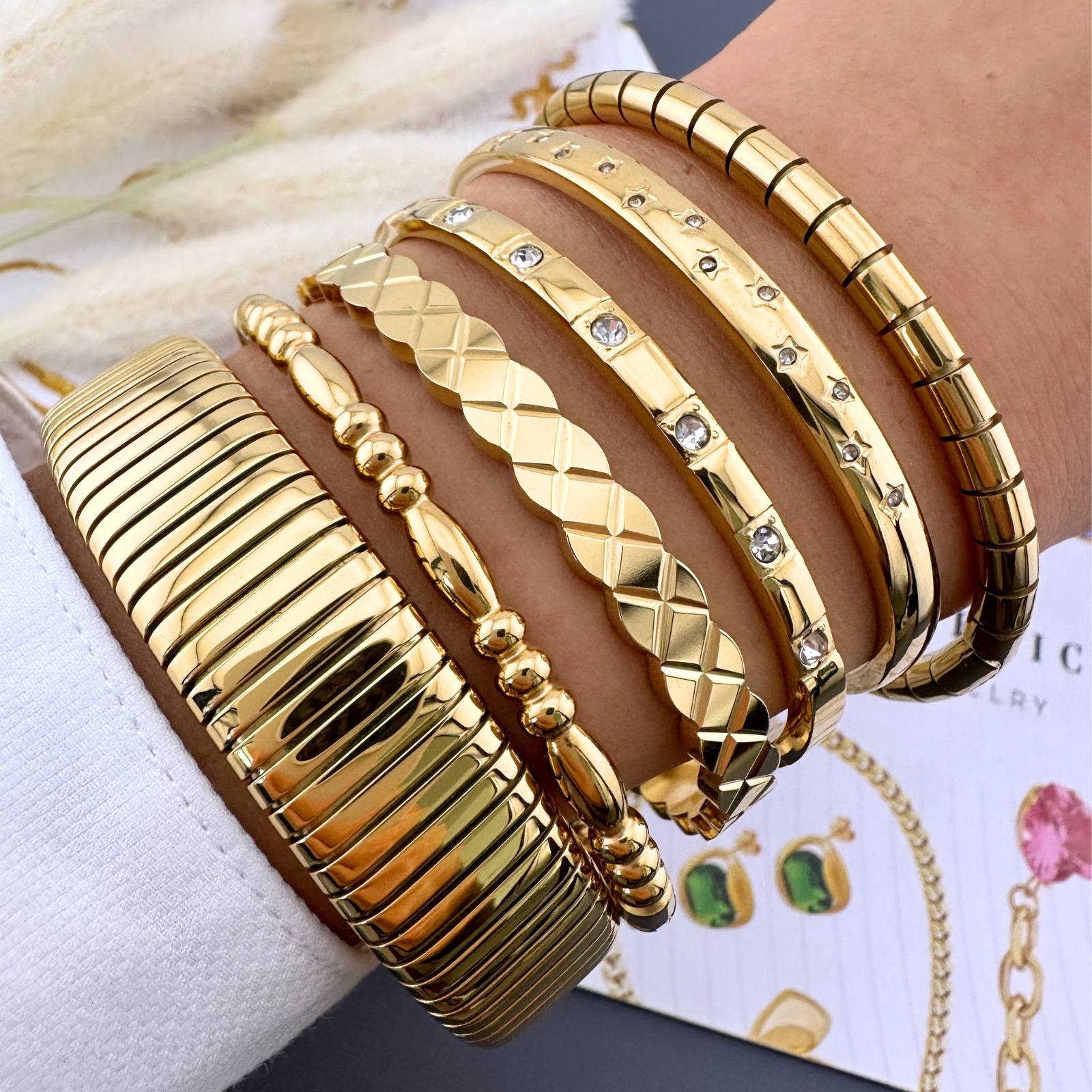 Bracelet, 18K Gold Plated Steel