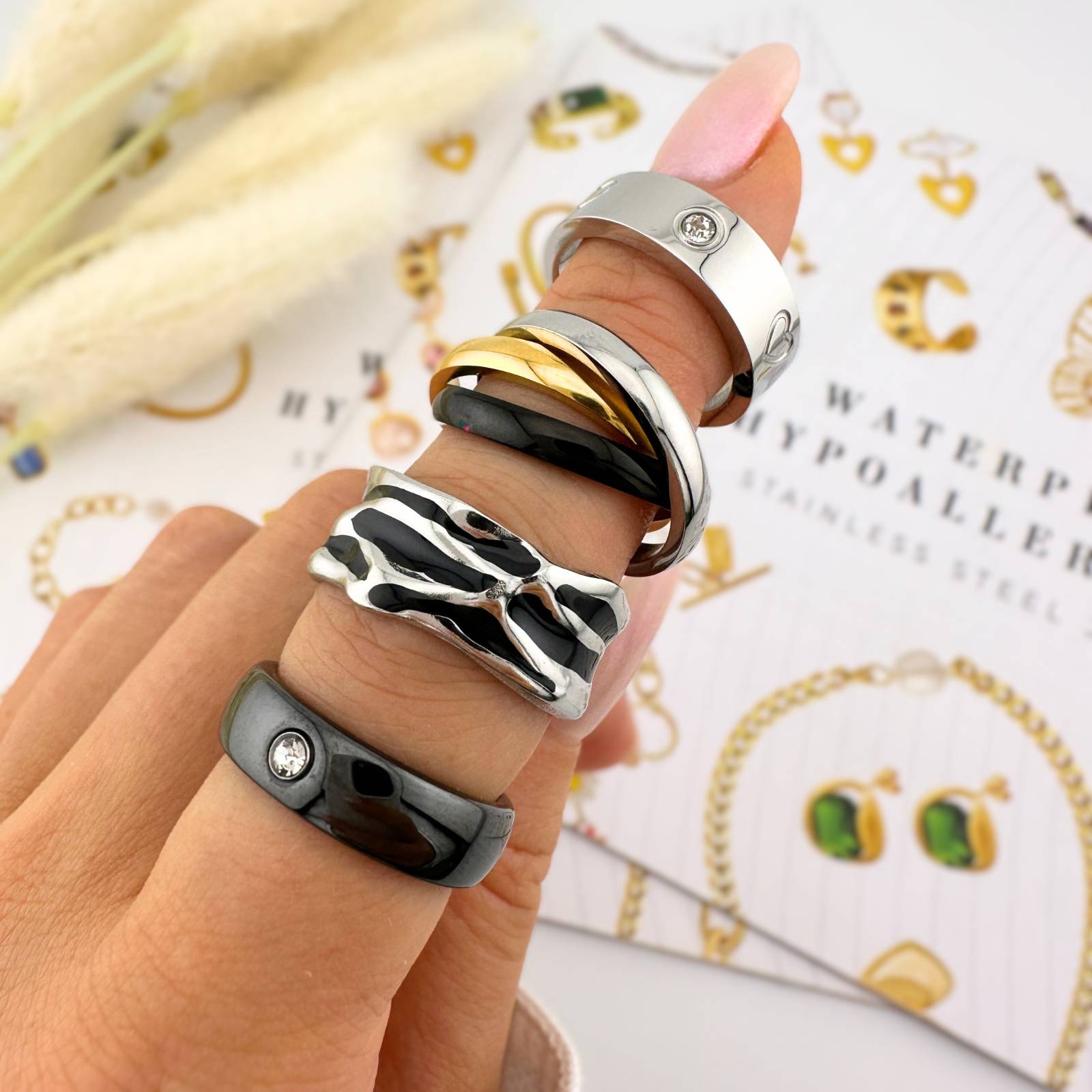 Ring, 18K Gold Plated Steel