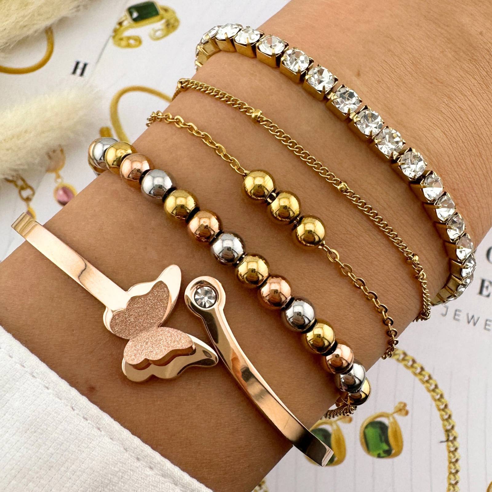 Bracelet, 18K Gold Plated Steel