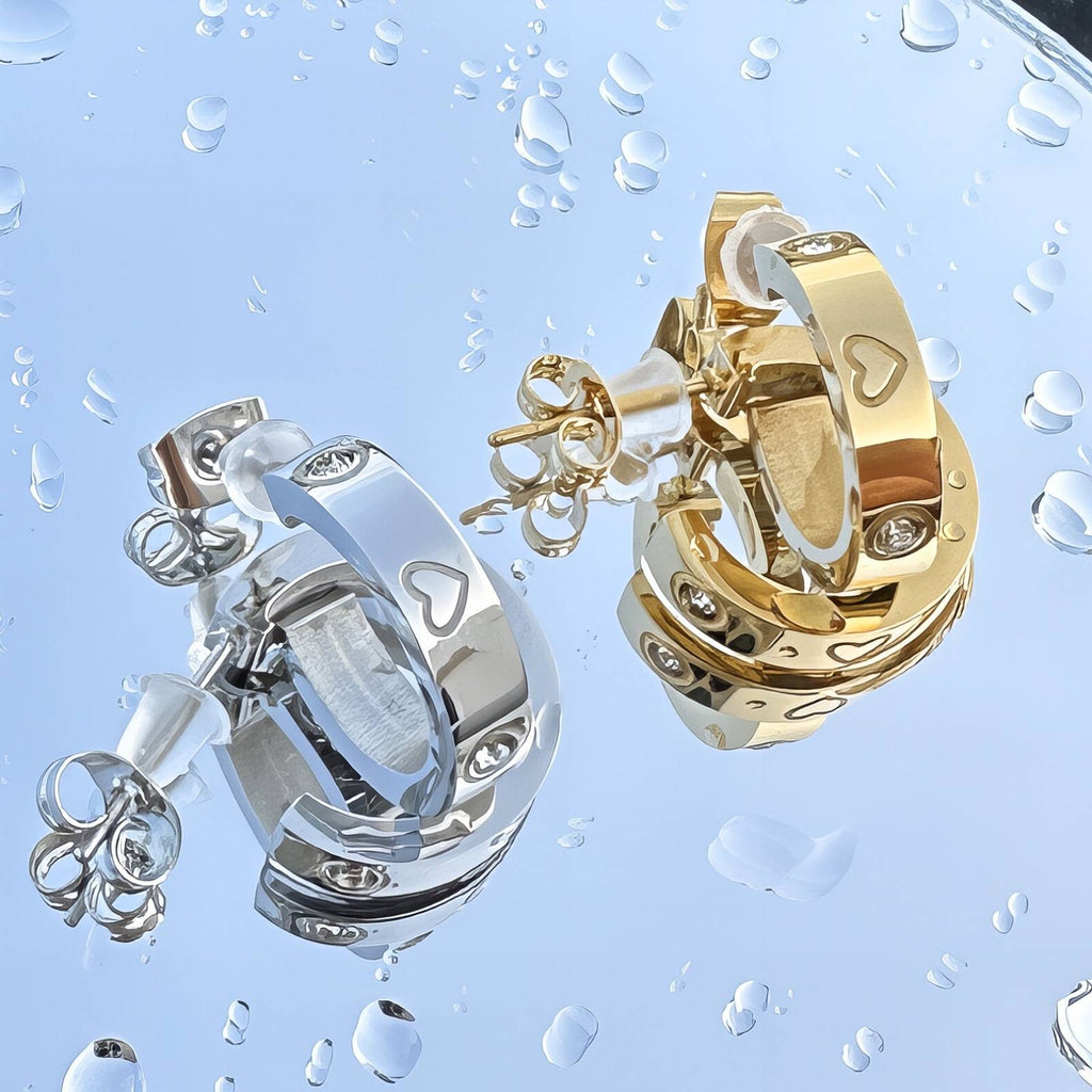 Hearts Earrings, Stainless Steel