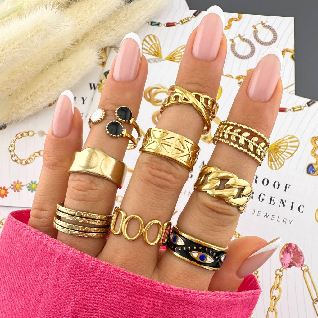 Ring, 18K Gold Plated Steel