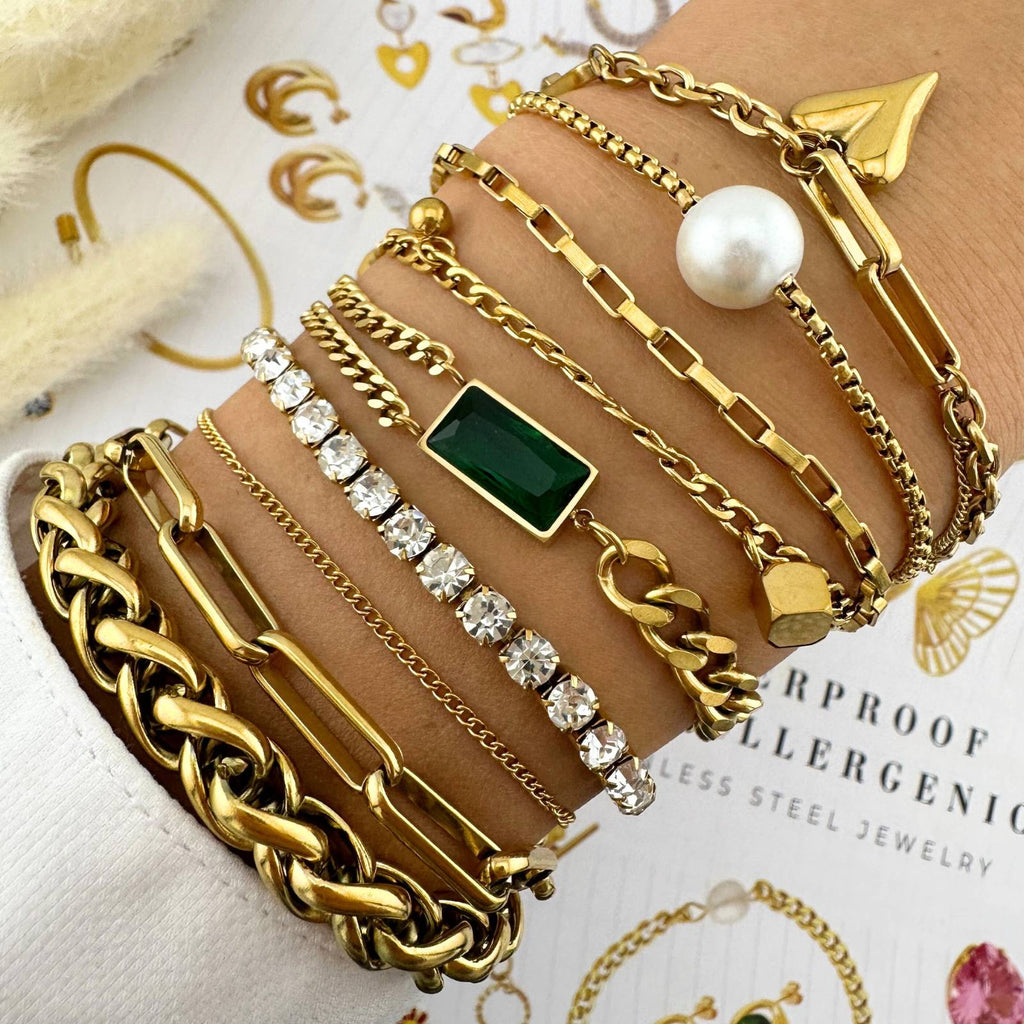 Bracelet, 18K Gold Plated Steel
