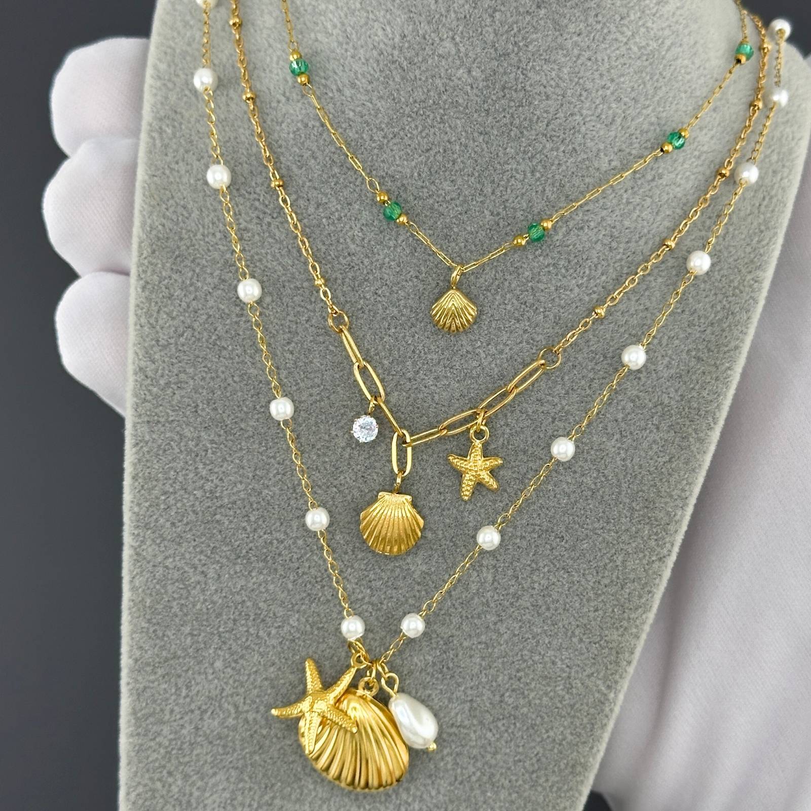 Necklace, 18K Gold Plated Steel