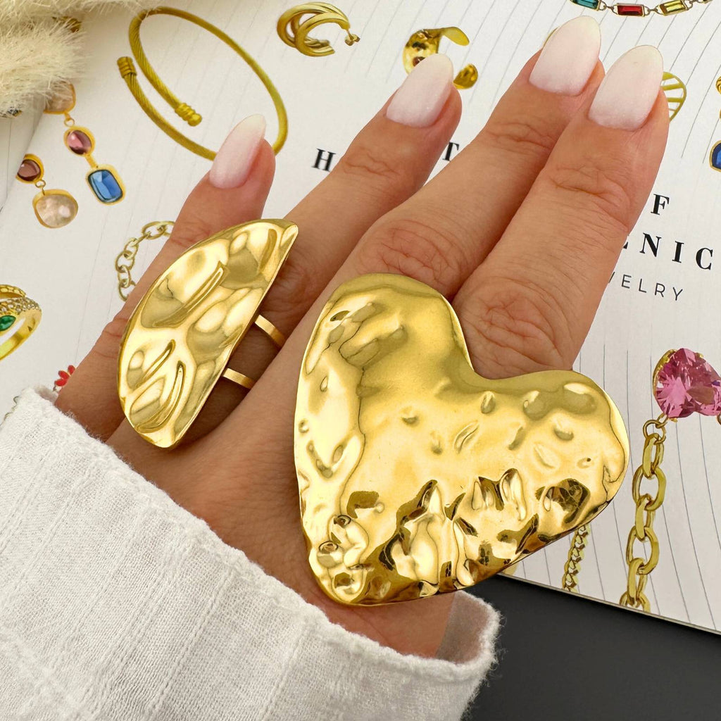 Heart Ring, 18K Gold Plated Steel