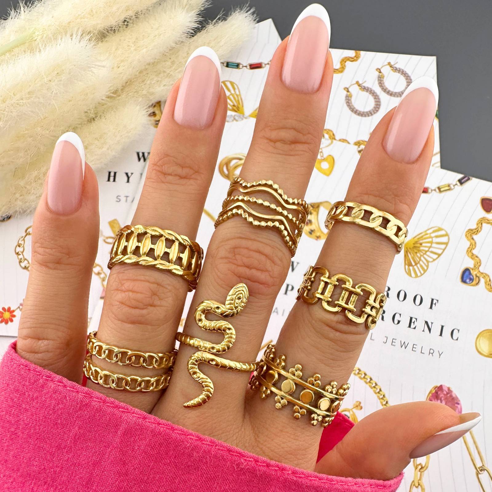 Ring, 18K Gold Plated Steel
