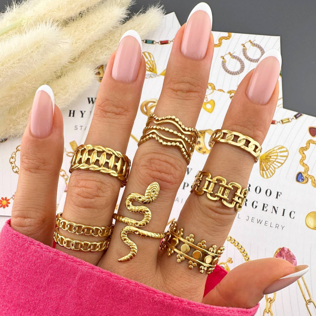 Snake Ring, 18K Gold Plated Steel