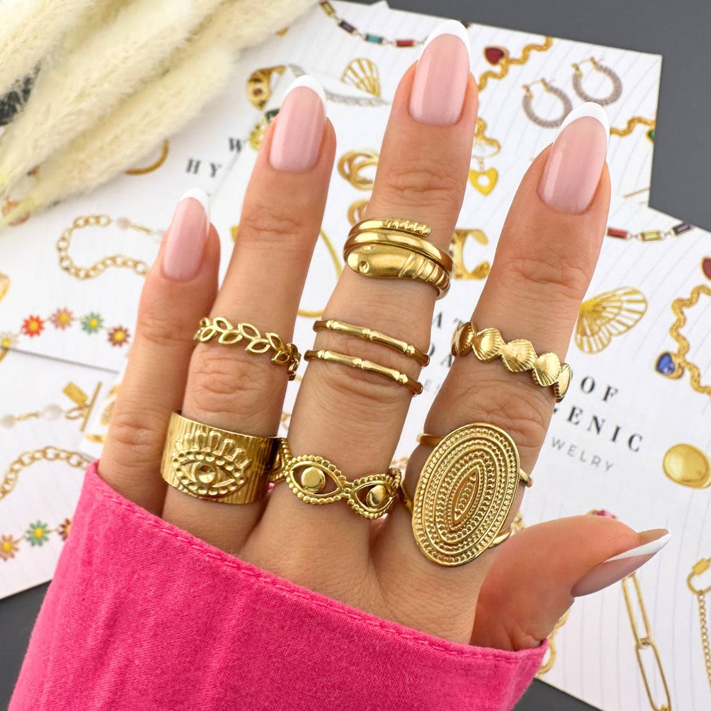 Evil Eye Ring, 18K Gold Plated Steel