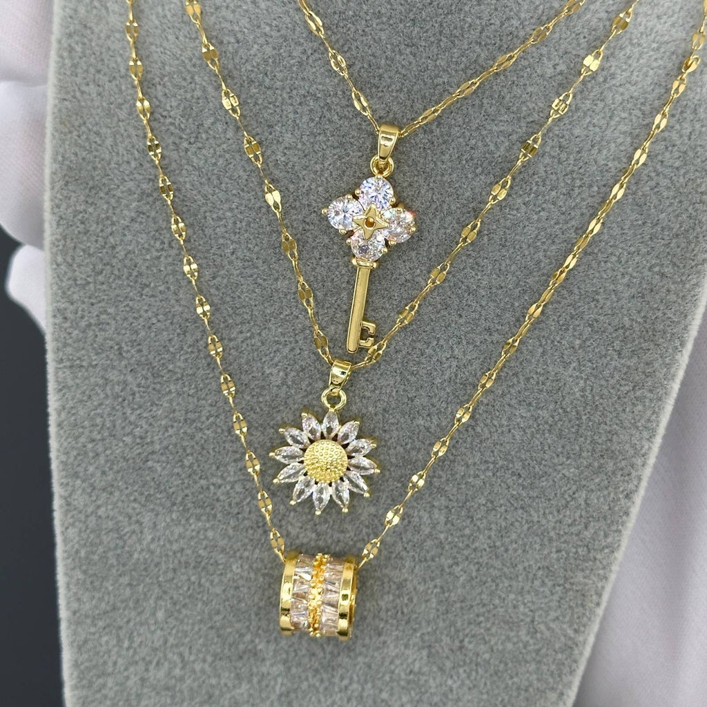 Key Necklace, 18K Gold Plated Steel