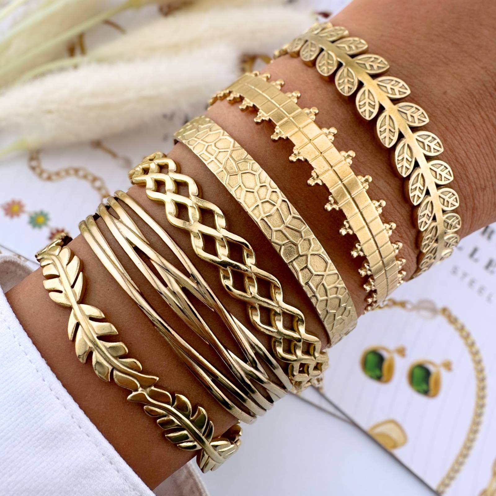 Bracelet, 18K Gold Plated Steel