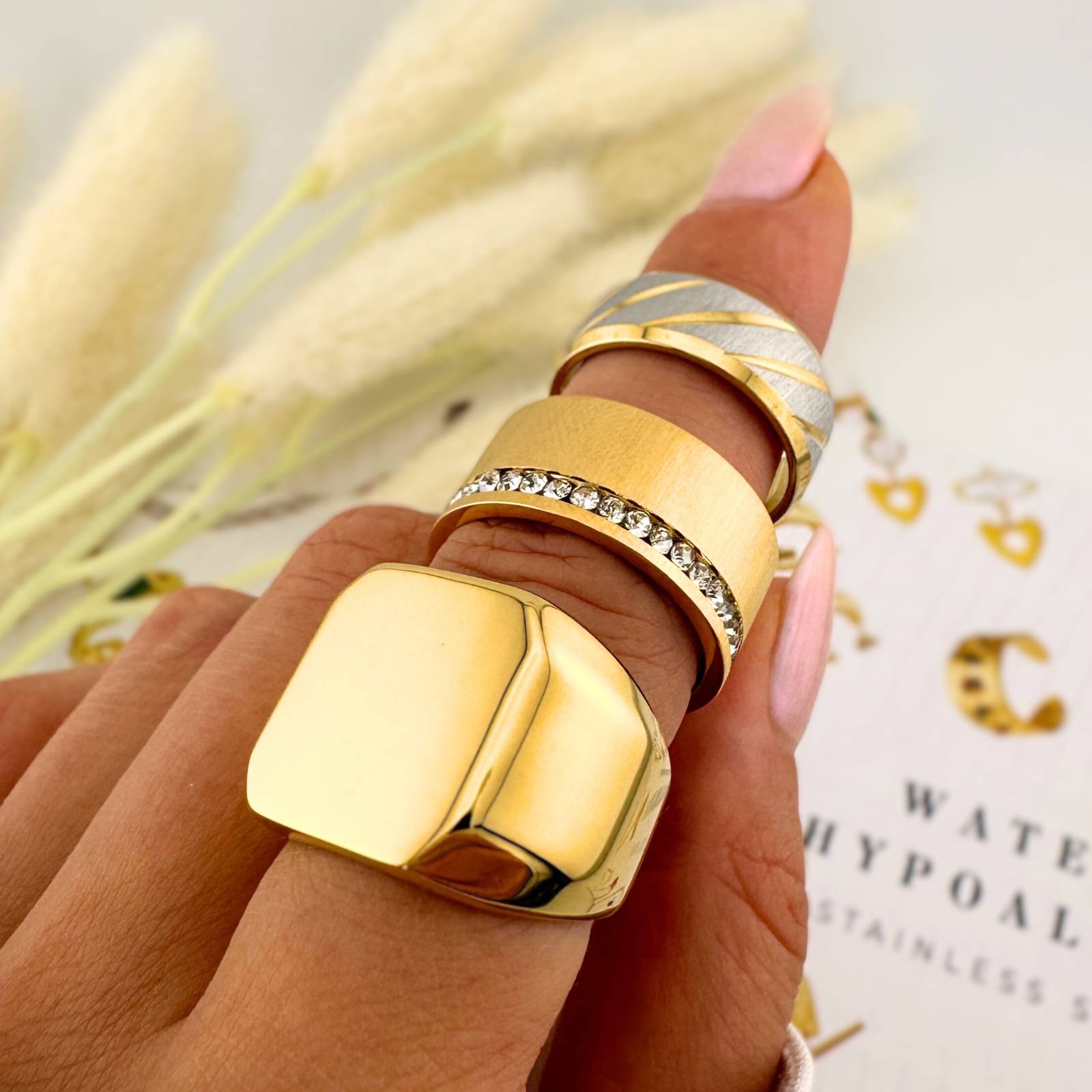 Ring, 18K Gold Plated Steel