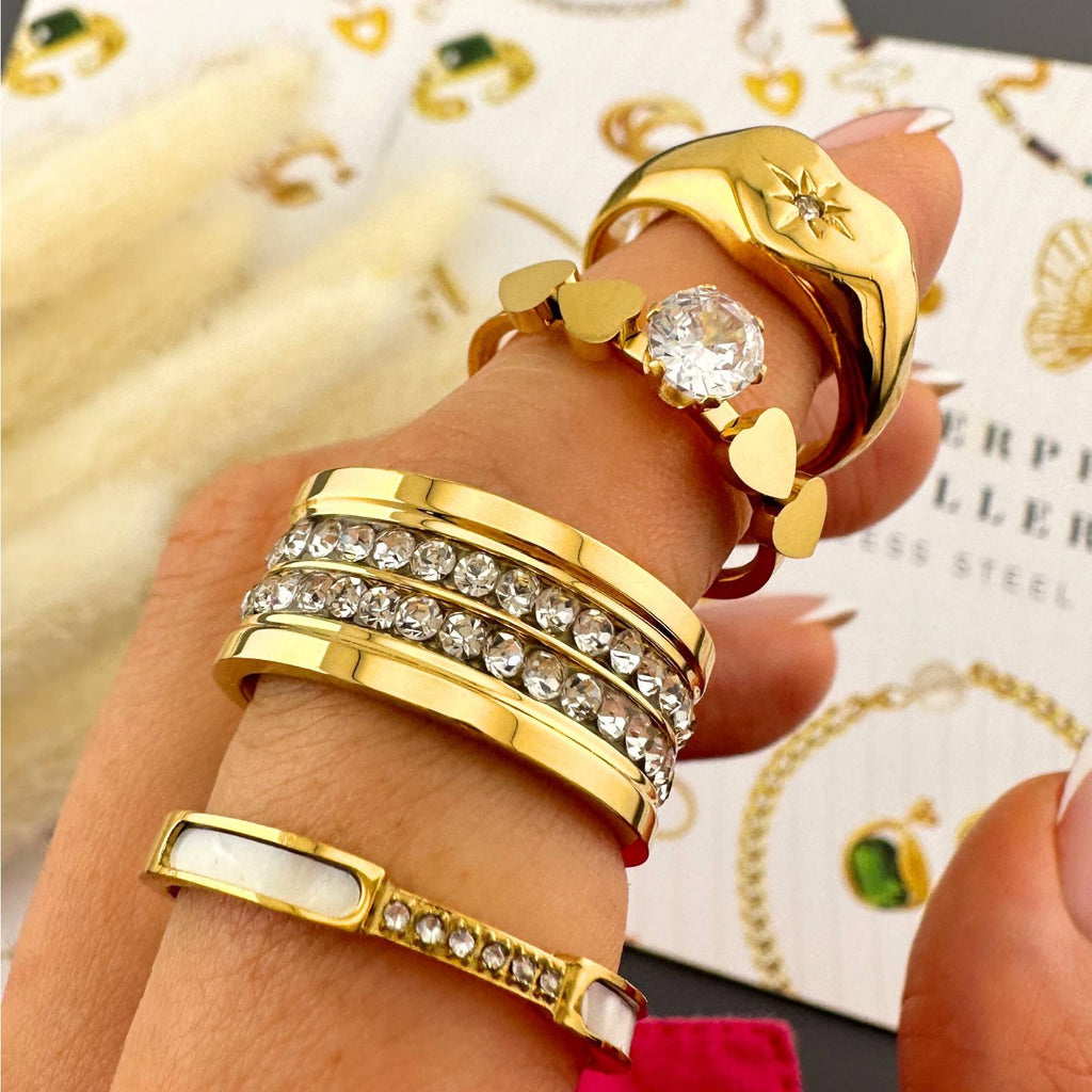 Heart Ring, 18K Gold Plated Steel