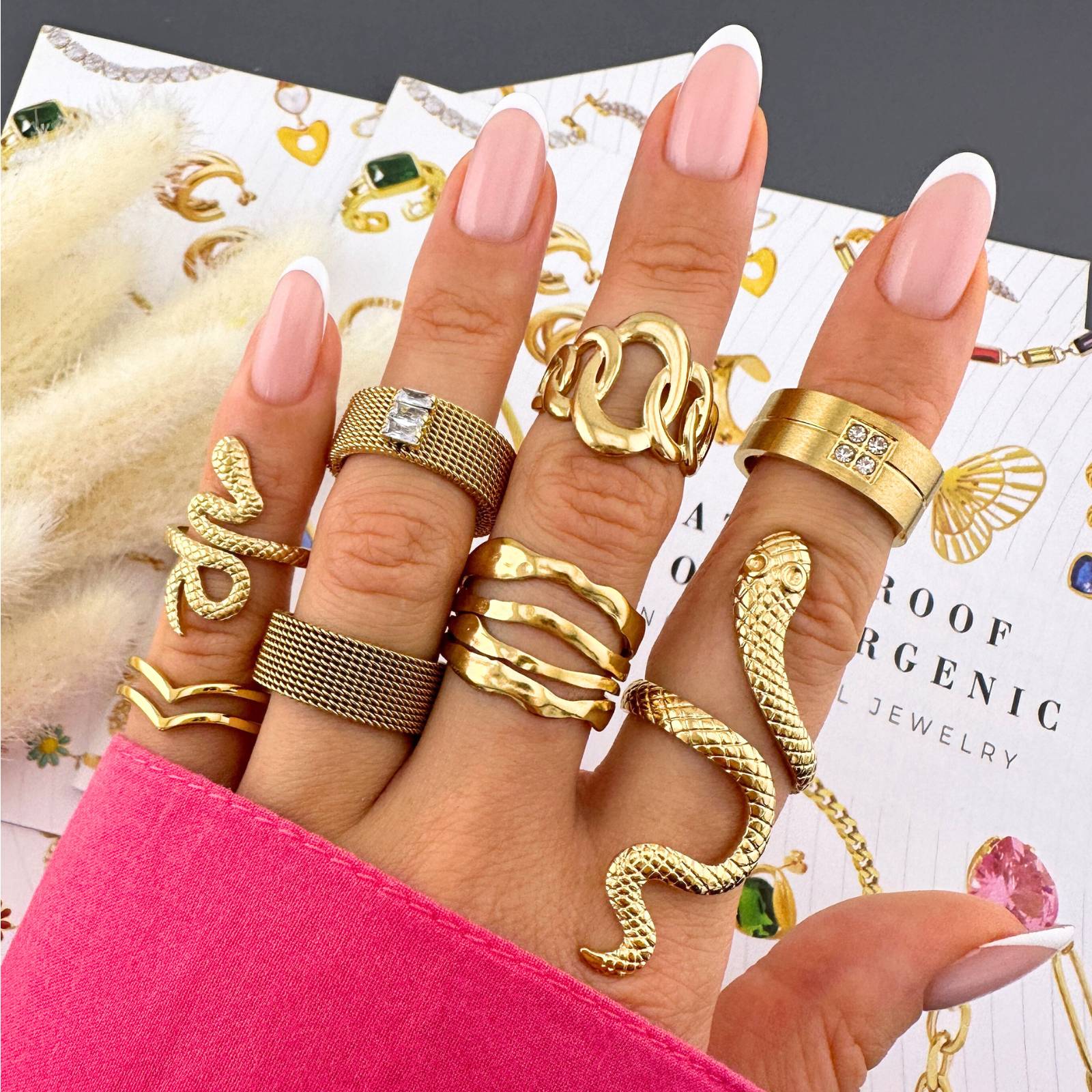 Ring, 18K Gold Plated Steel