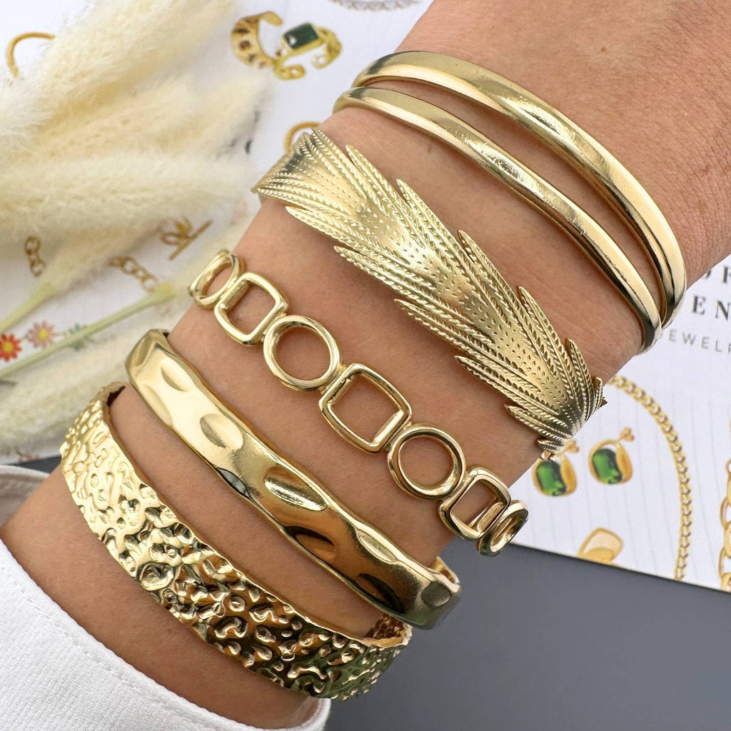 Leaf Bracelet, 18K Gold Plated Steel