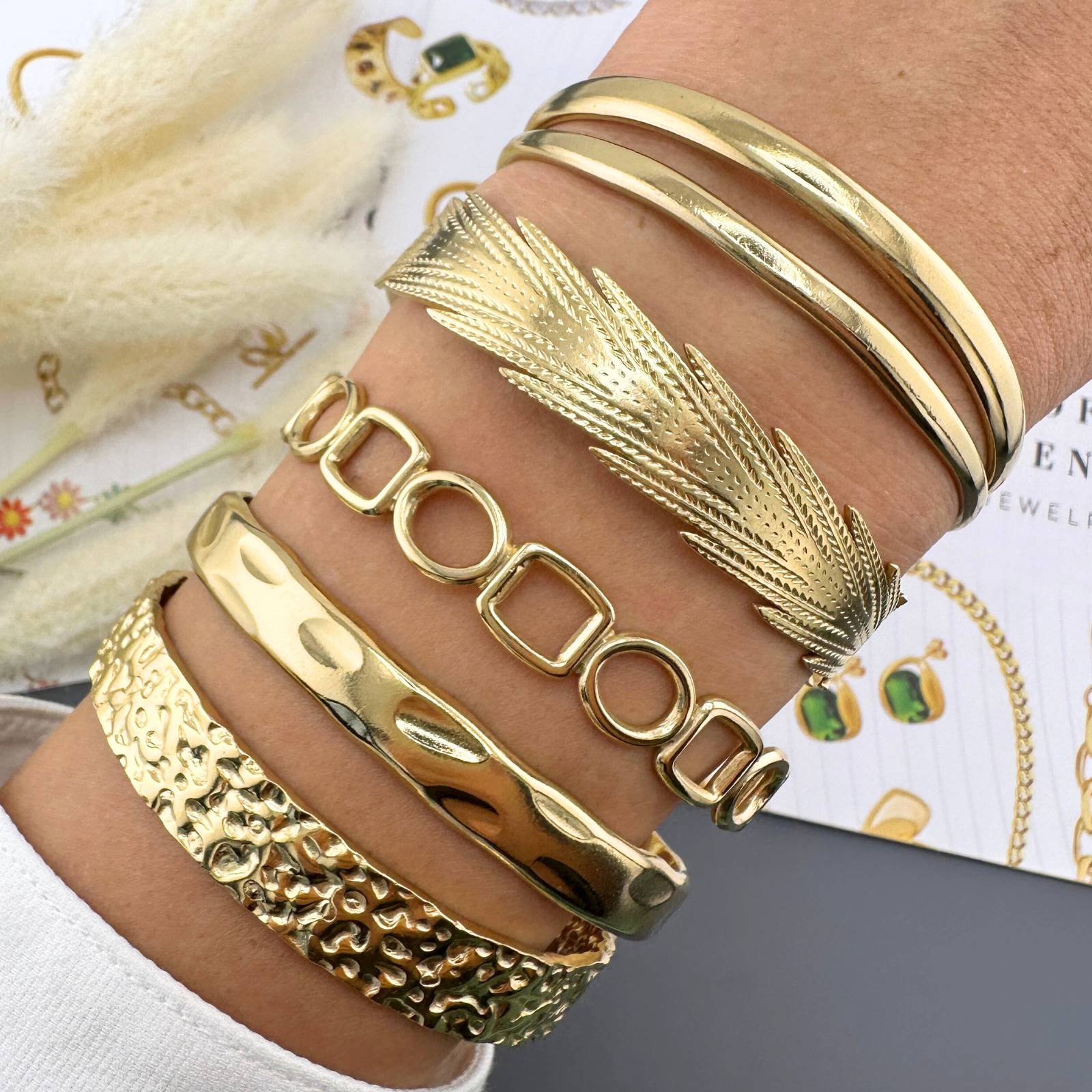 Bracelet, 18K Gold Plated Steel