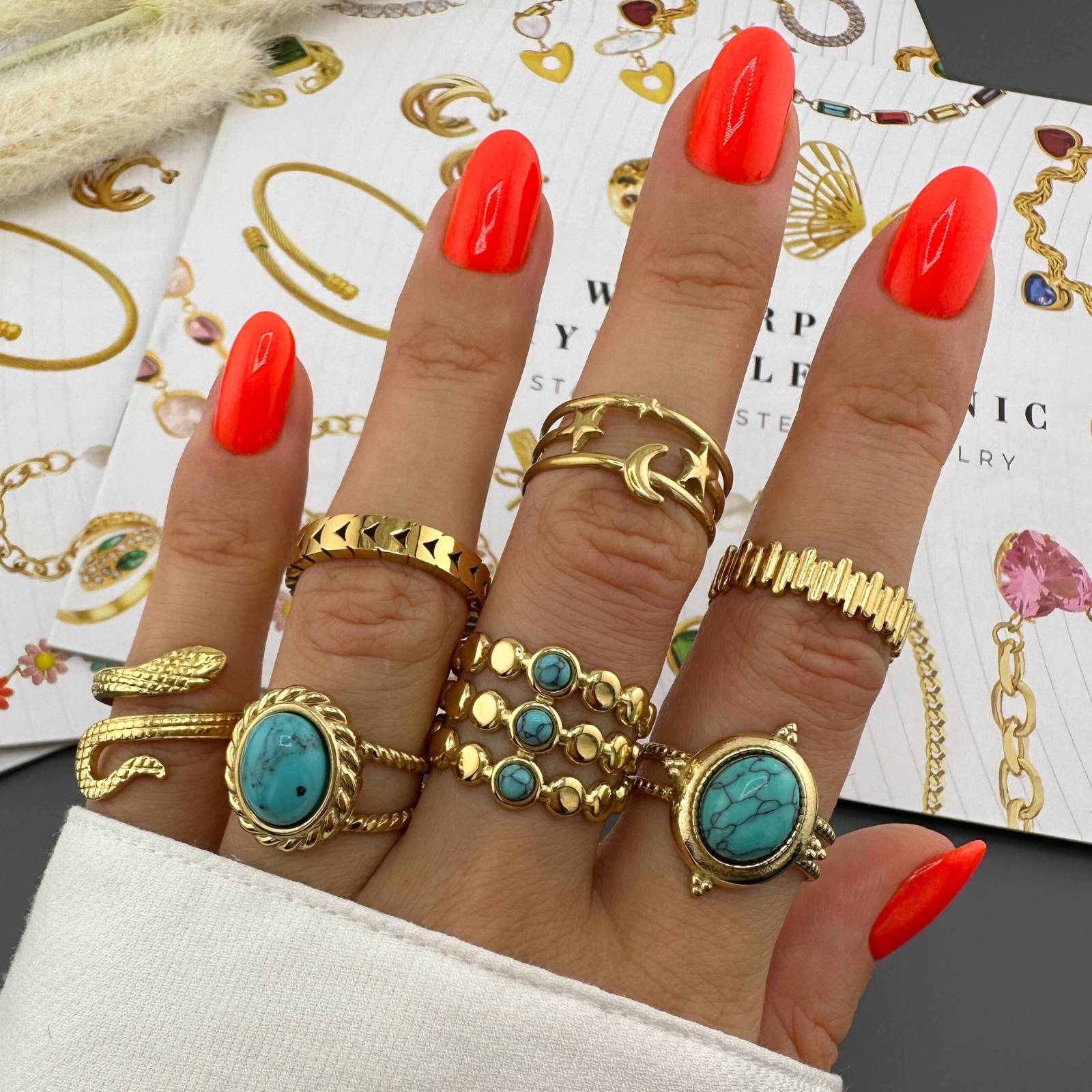 Snakes Ring, 18K Gold Plated Steel