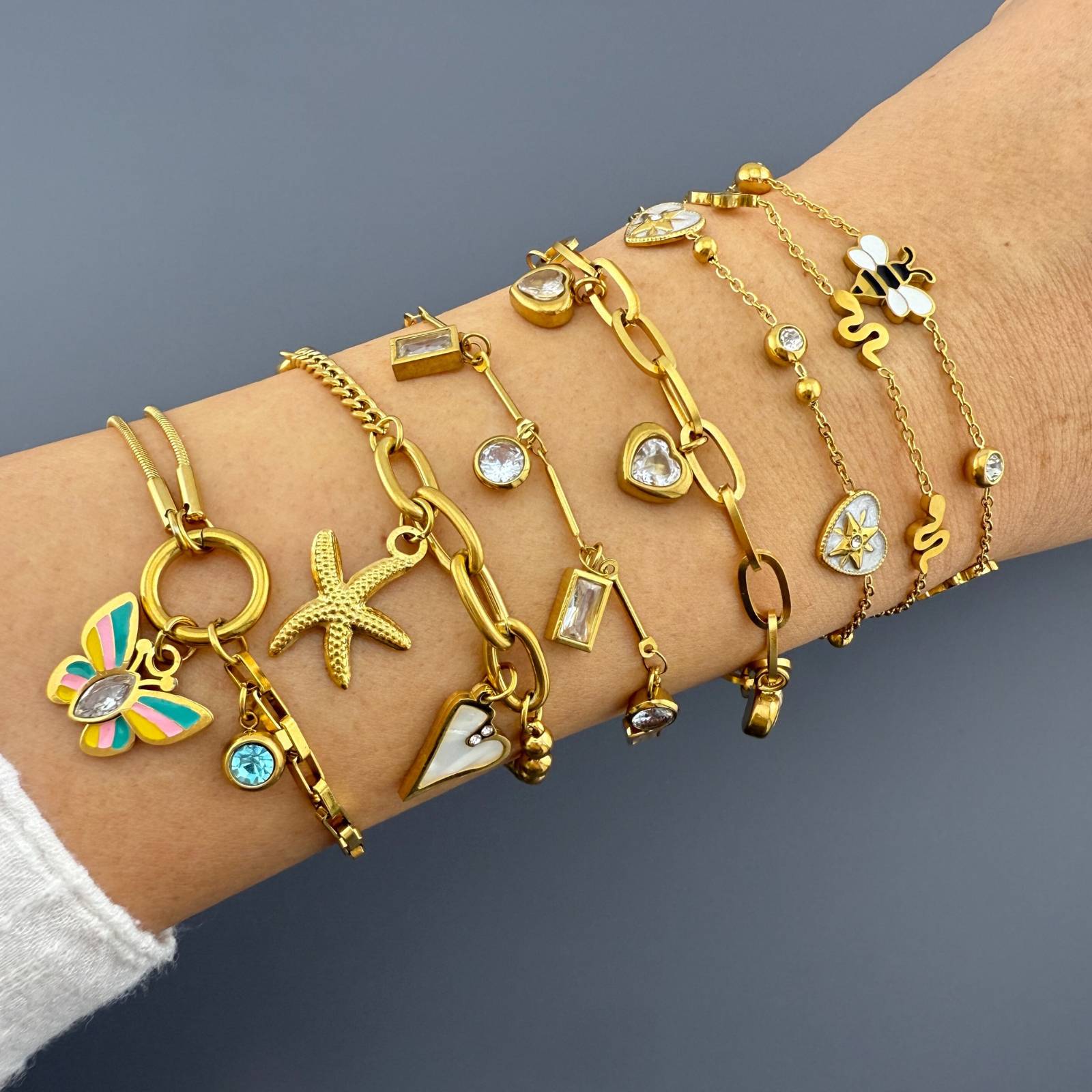 Bracelet, 18K Gold Plated Steel
