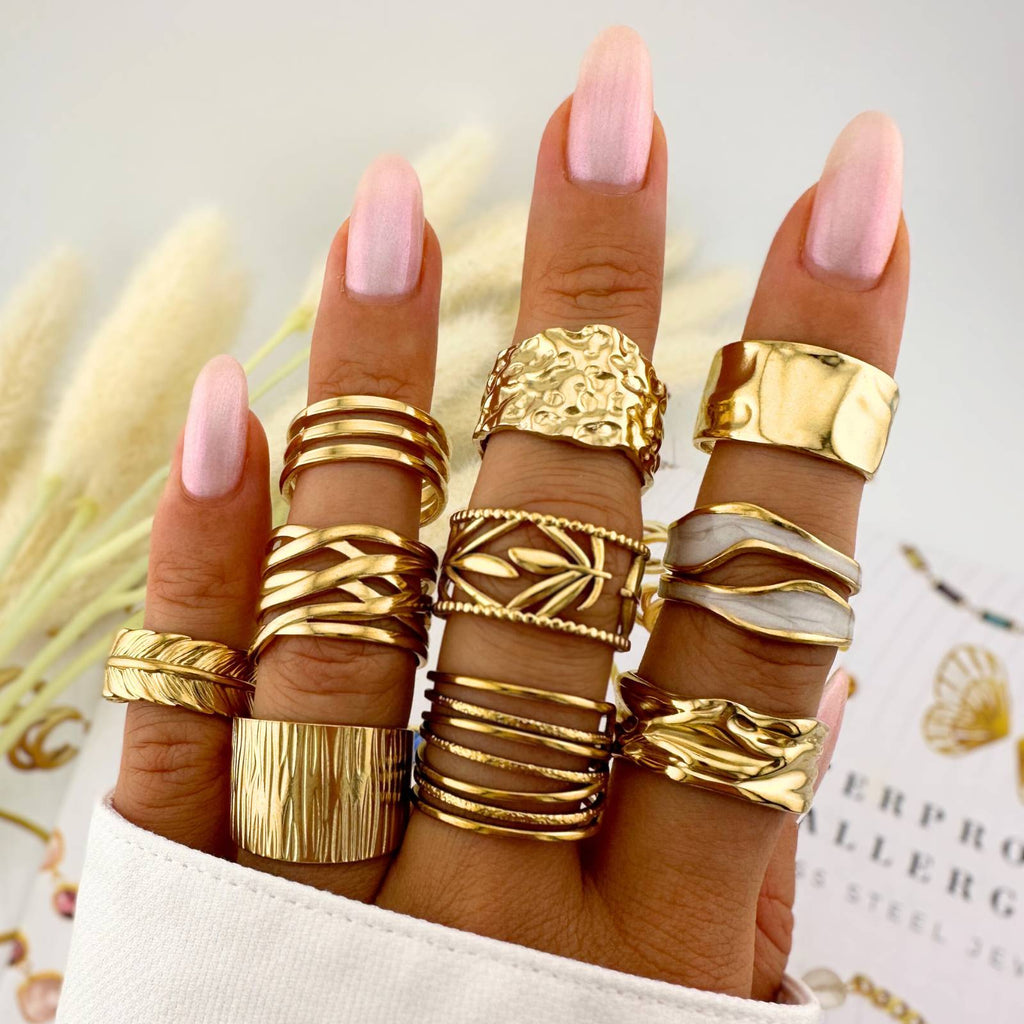 Ring, 18K Gold Plated Steel