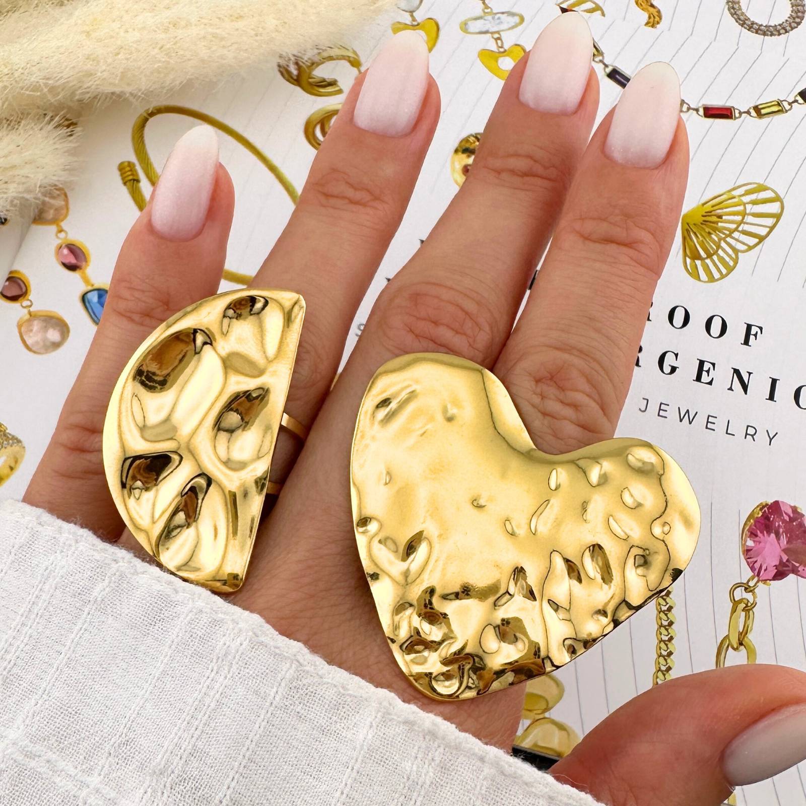 Heart Ring, 18K Gold Plated Steel