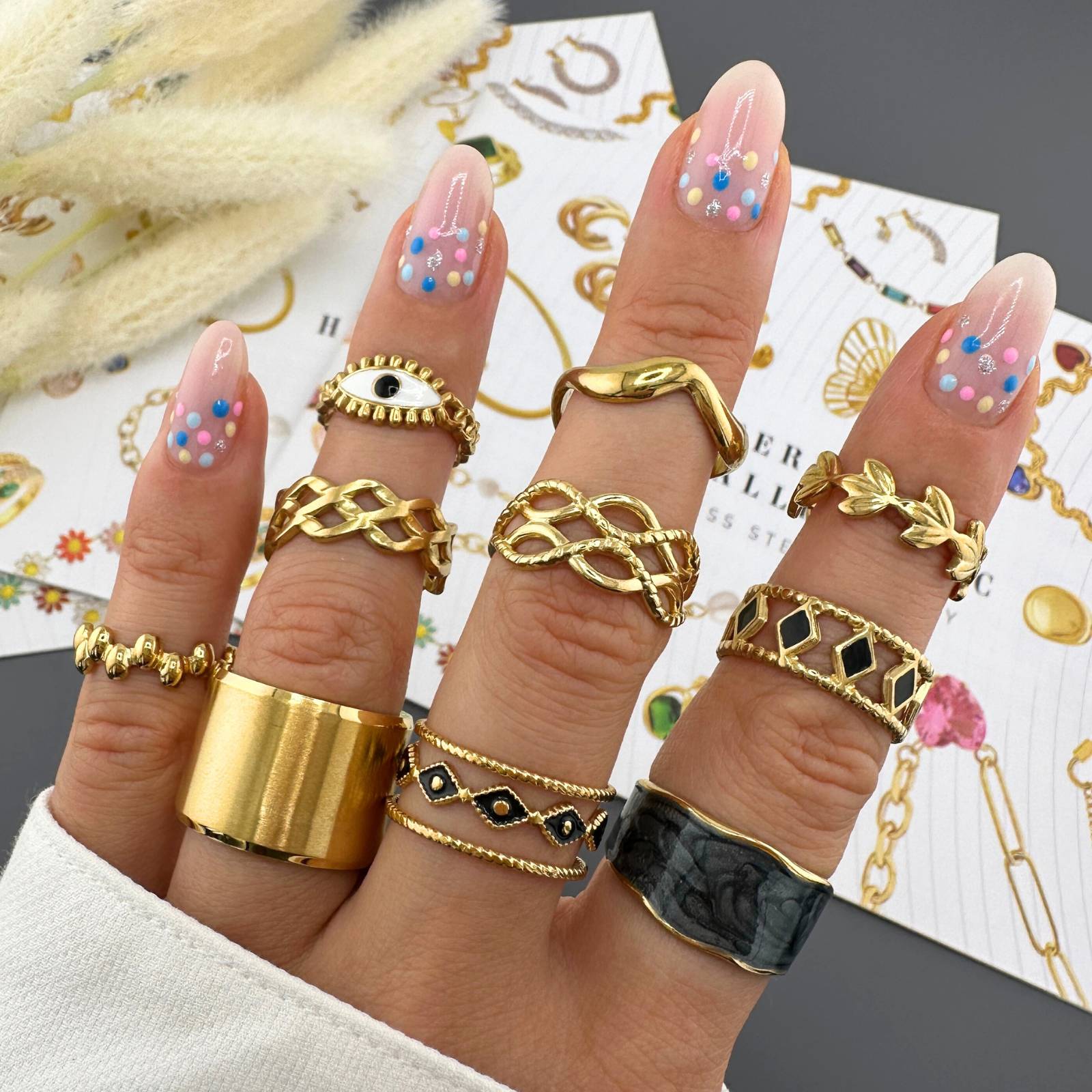 Ring, 18K Gold Plated Steel