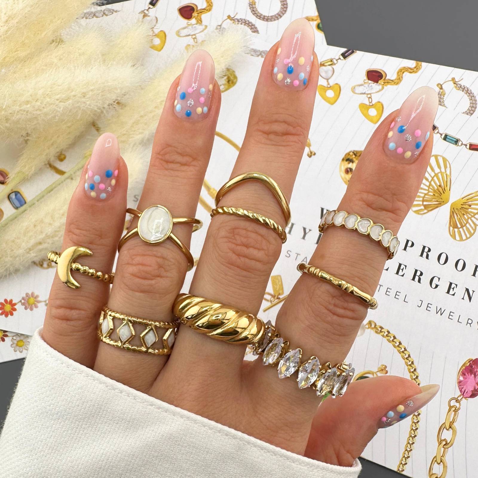 Croissant Ring, 18K Gold Plated Steel