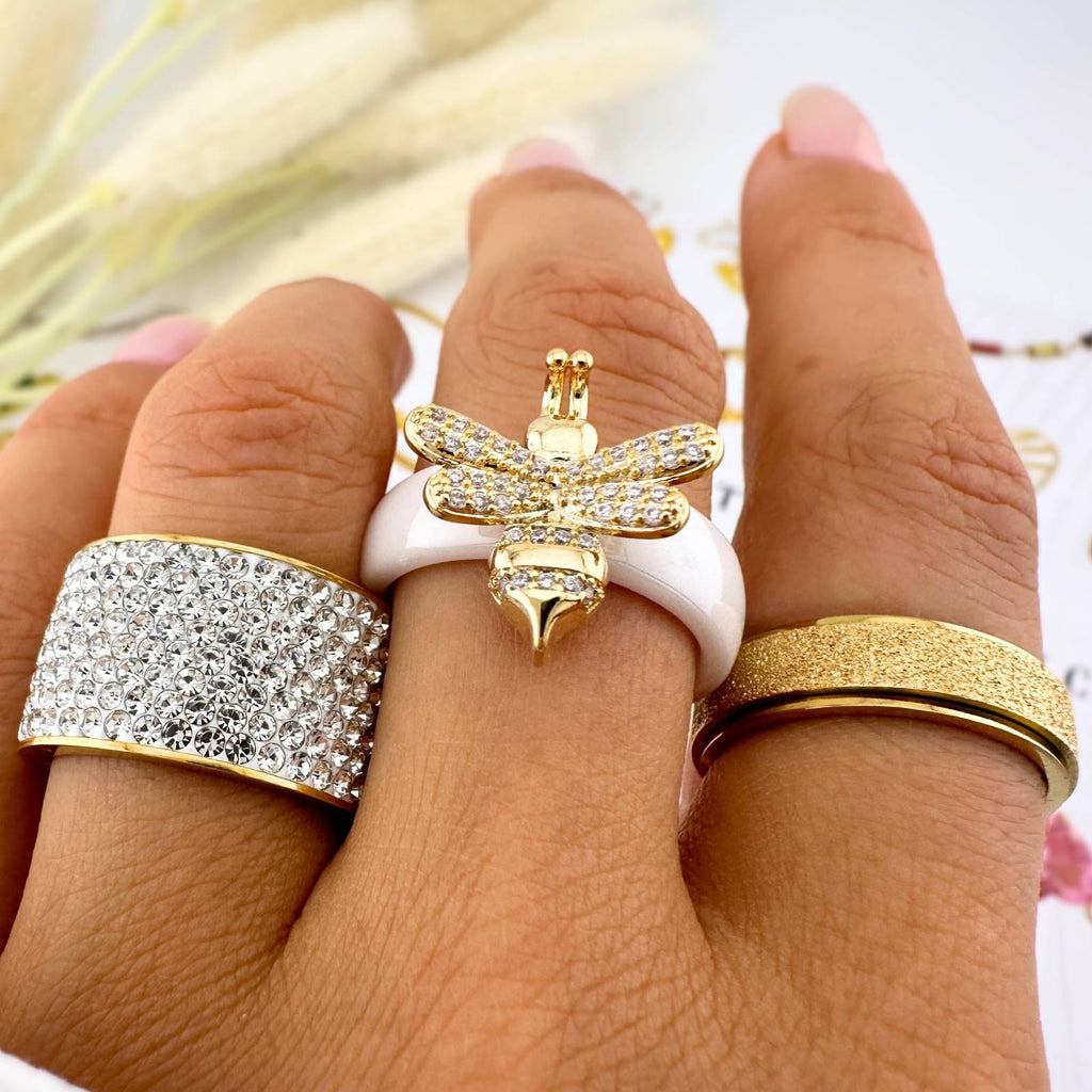 Bee Ring, 18K Gold Plated Steel