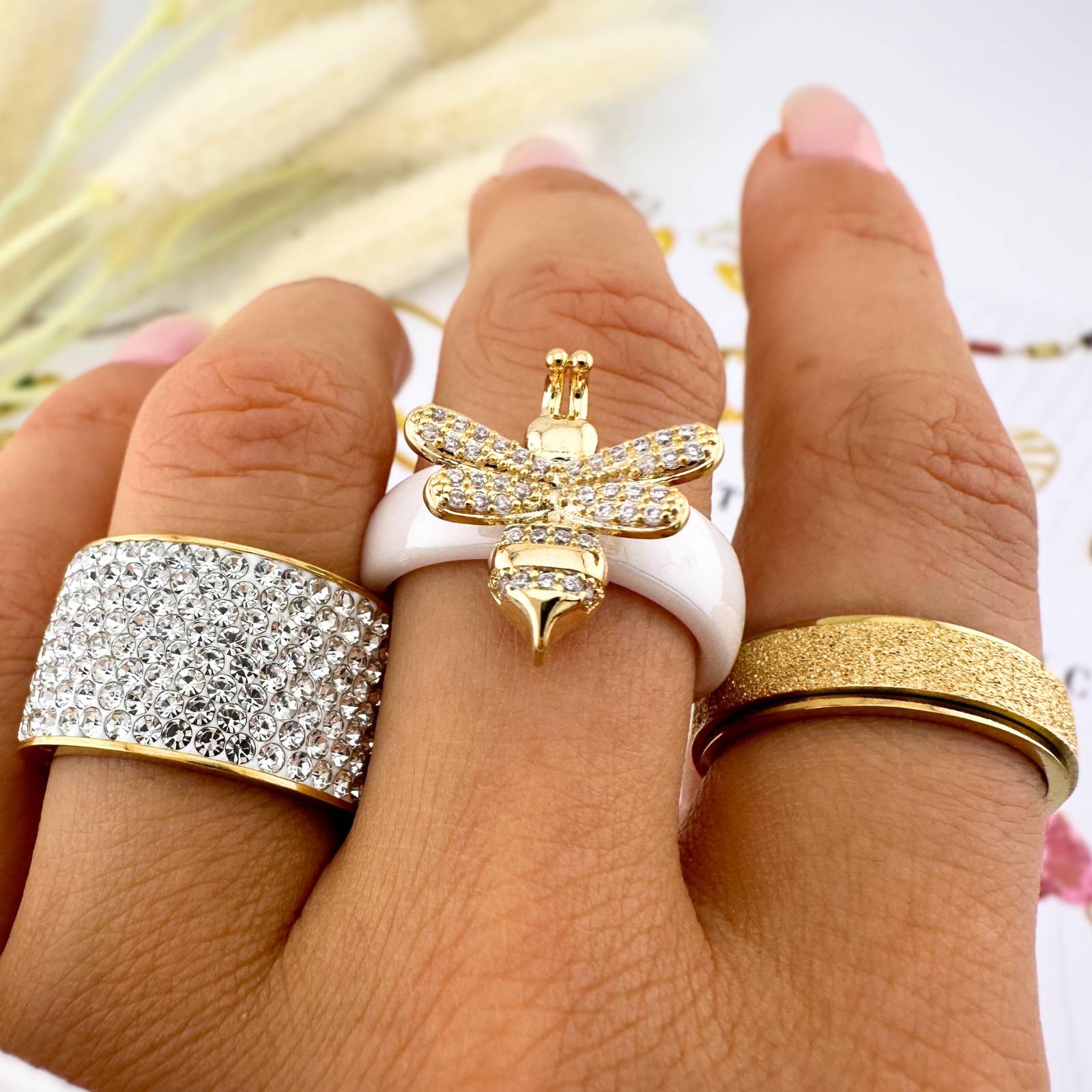 Ring, 18K Gold Plated Steel