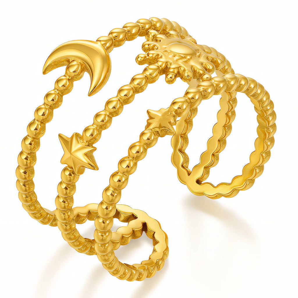 Ring, 18K Gold Plated Steel