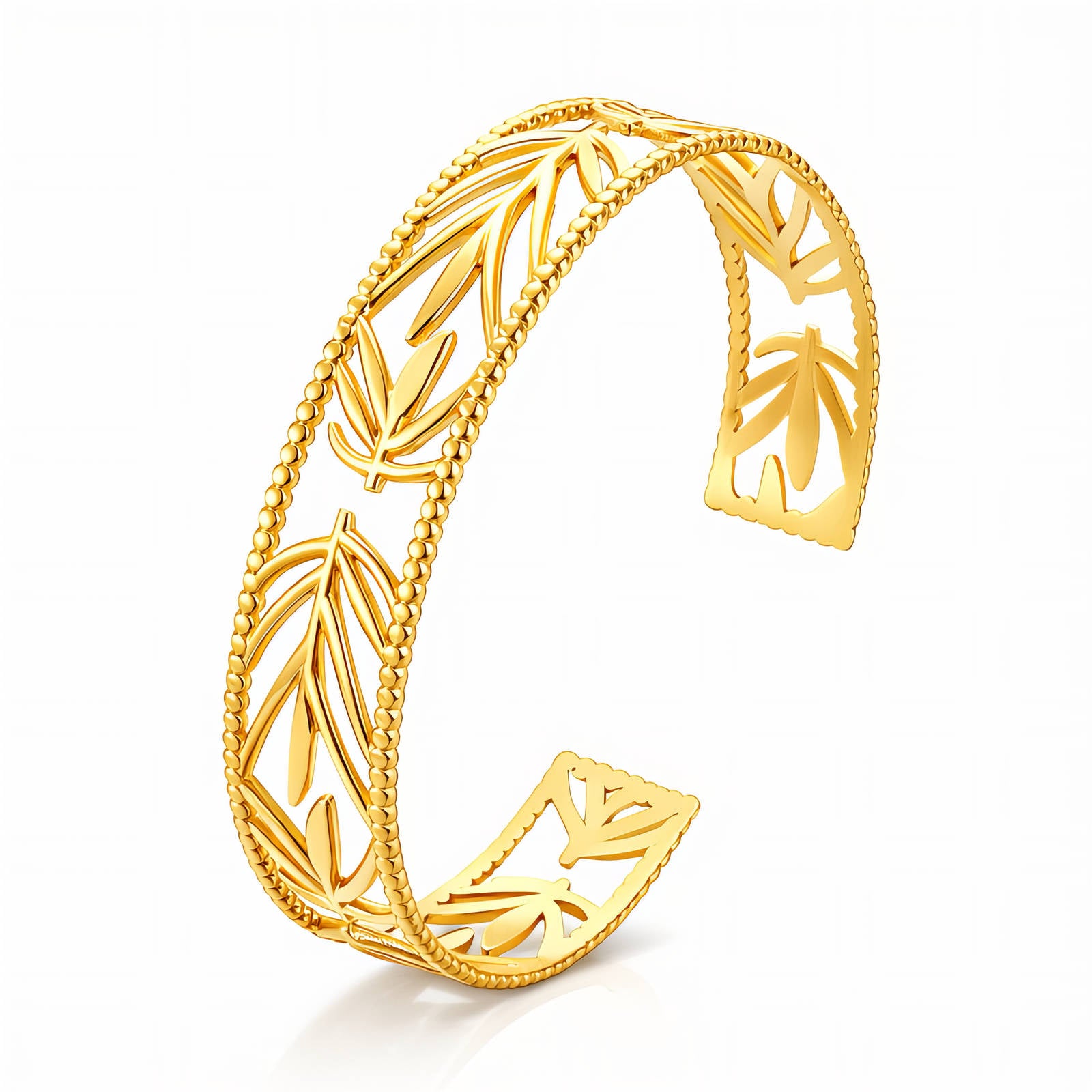 Leaves Bracelet, 18K Gold Plated Steel