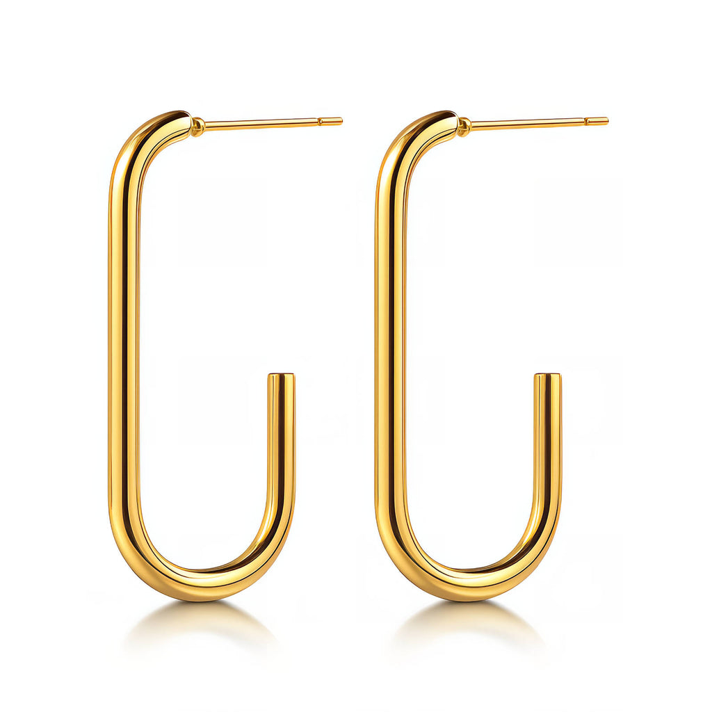 Earrings, 18K Gold Plated Steel