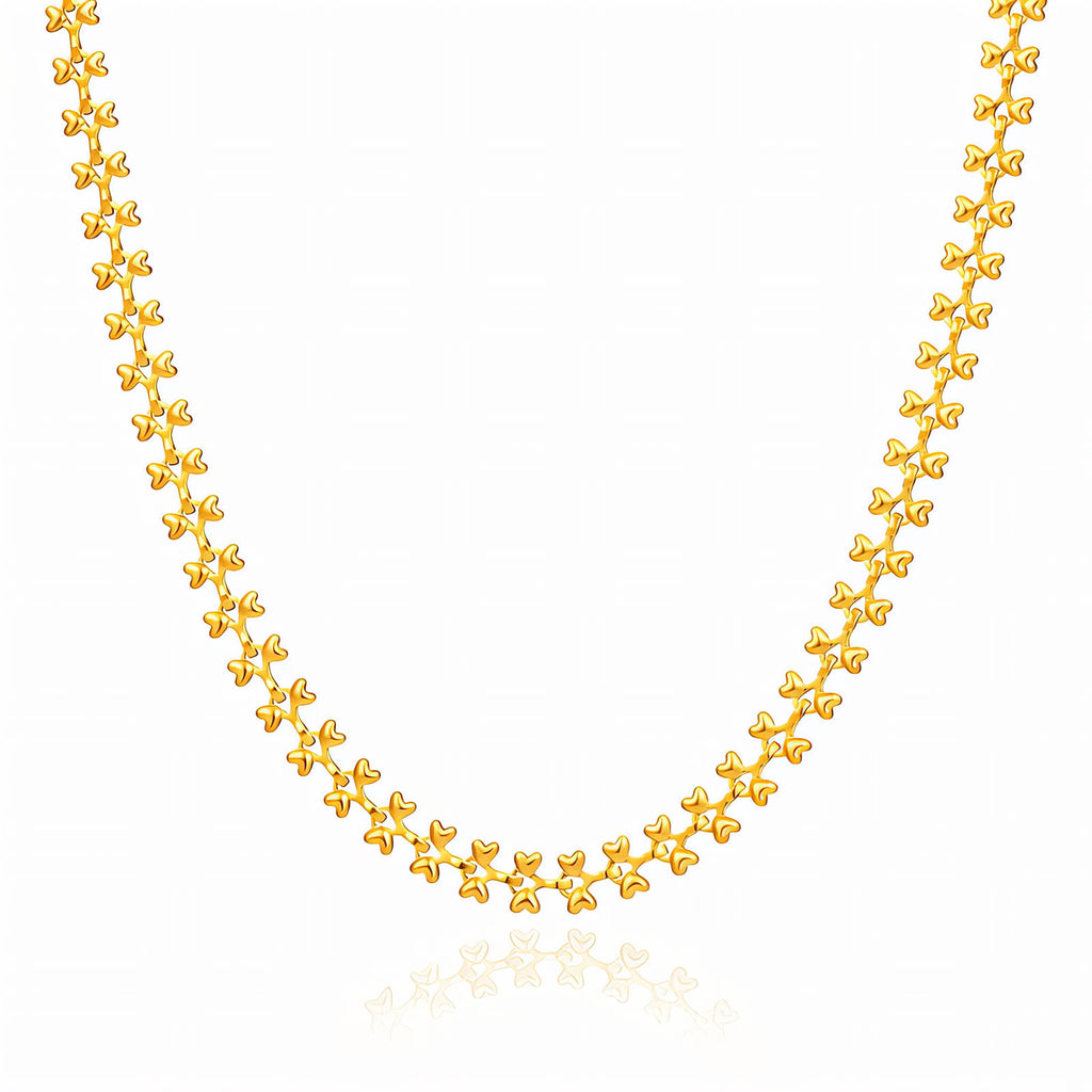 Hearts Necklace, 18K Gold Plated Steel